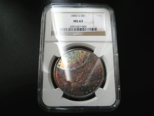 WOW 1880 (S)MORGAN SILVER DOLLAR CHOICE UNC BEAUTIFUL COIN***NGC MS 63 TONING***