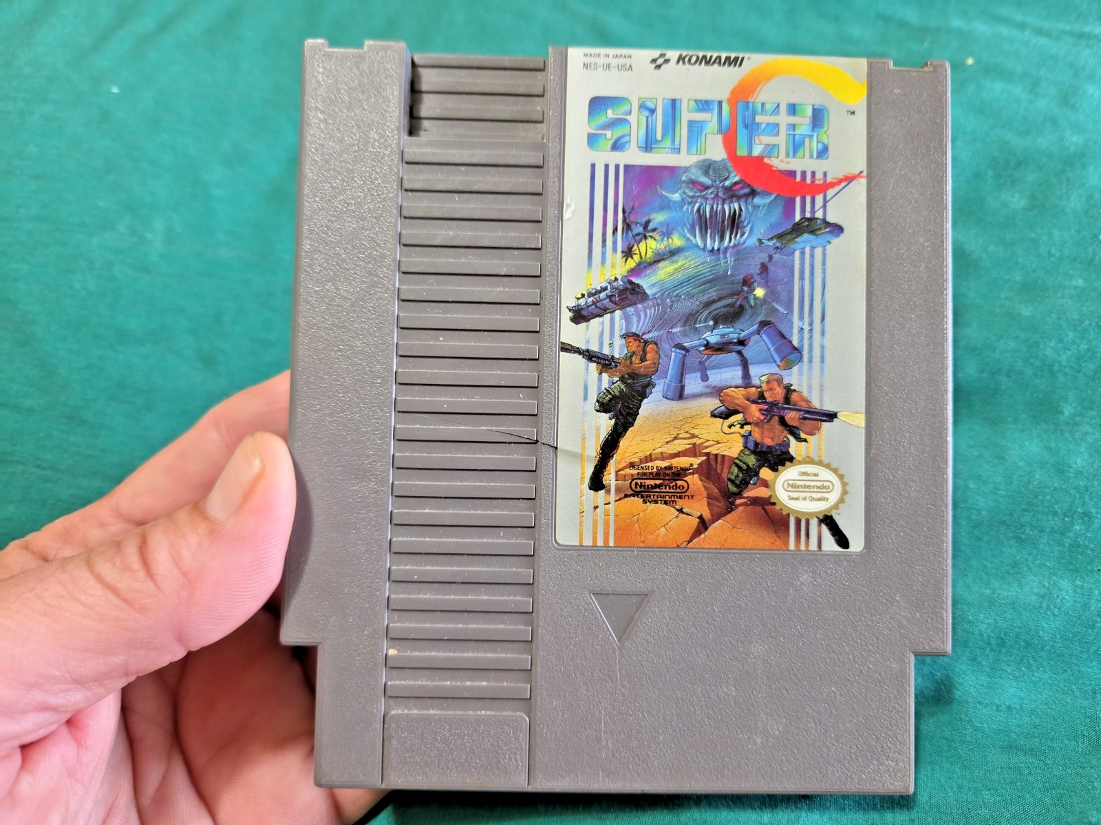 Super C NES Nintendo AUTHENTIC Tested Super Contra Crack