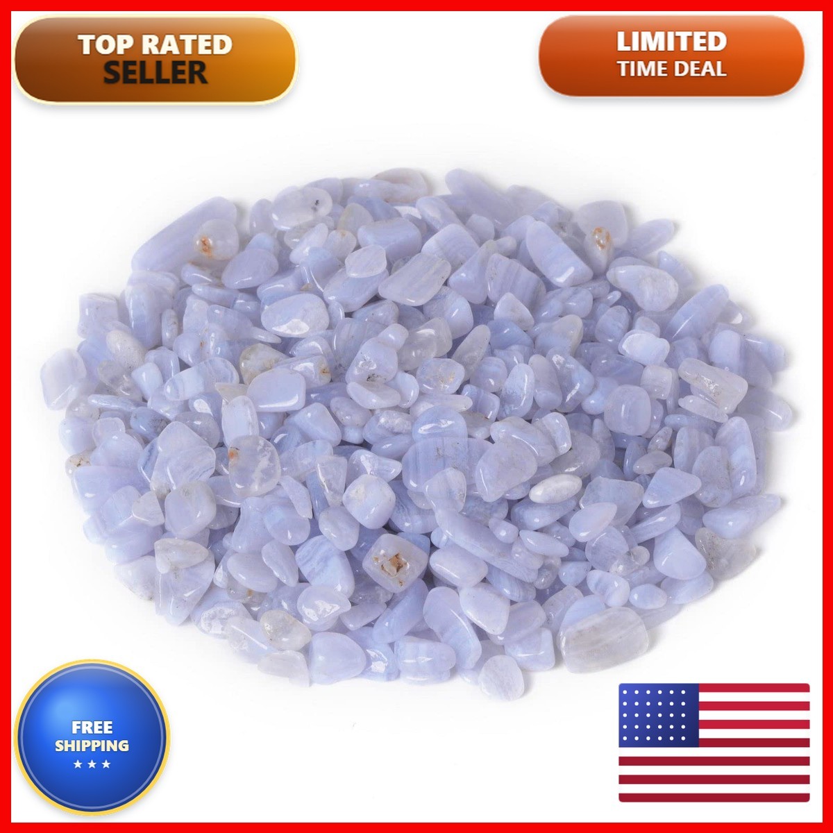 Justinstones Natural Blue Lace Agate Polished Chips Crushed Tumbled Stone