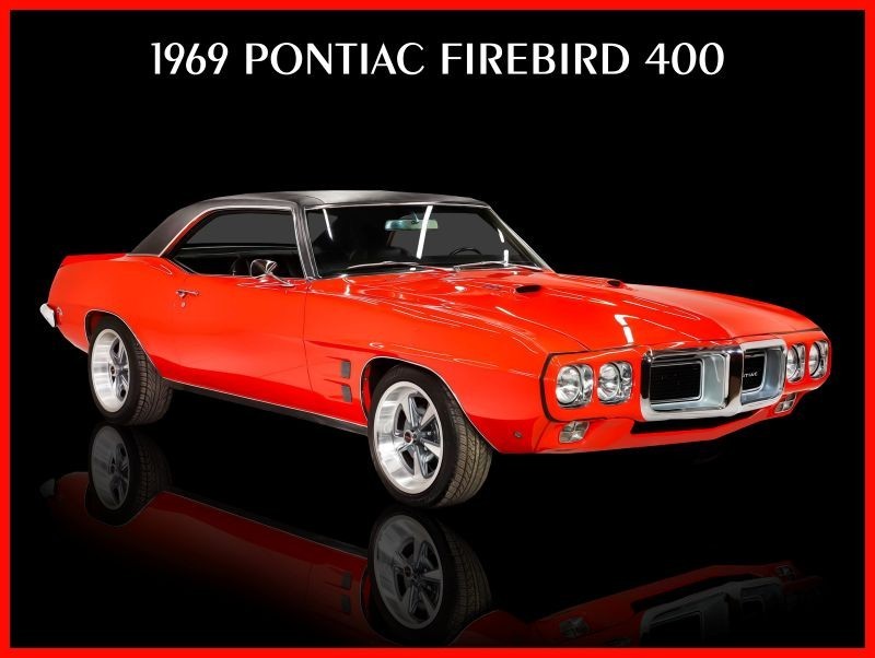 1969 Pontiac Firebird 400 in Orange & Black NEW Metal Sign: 12x16