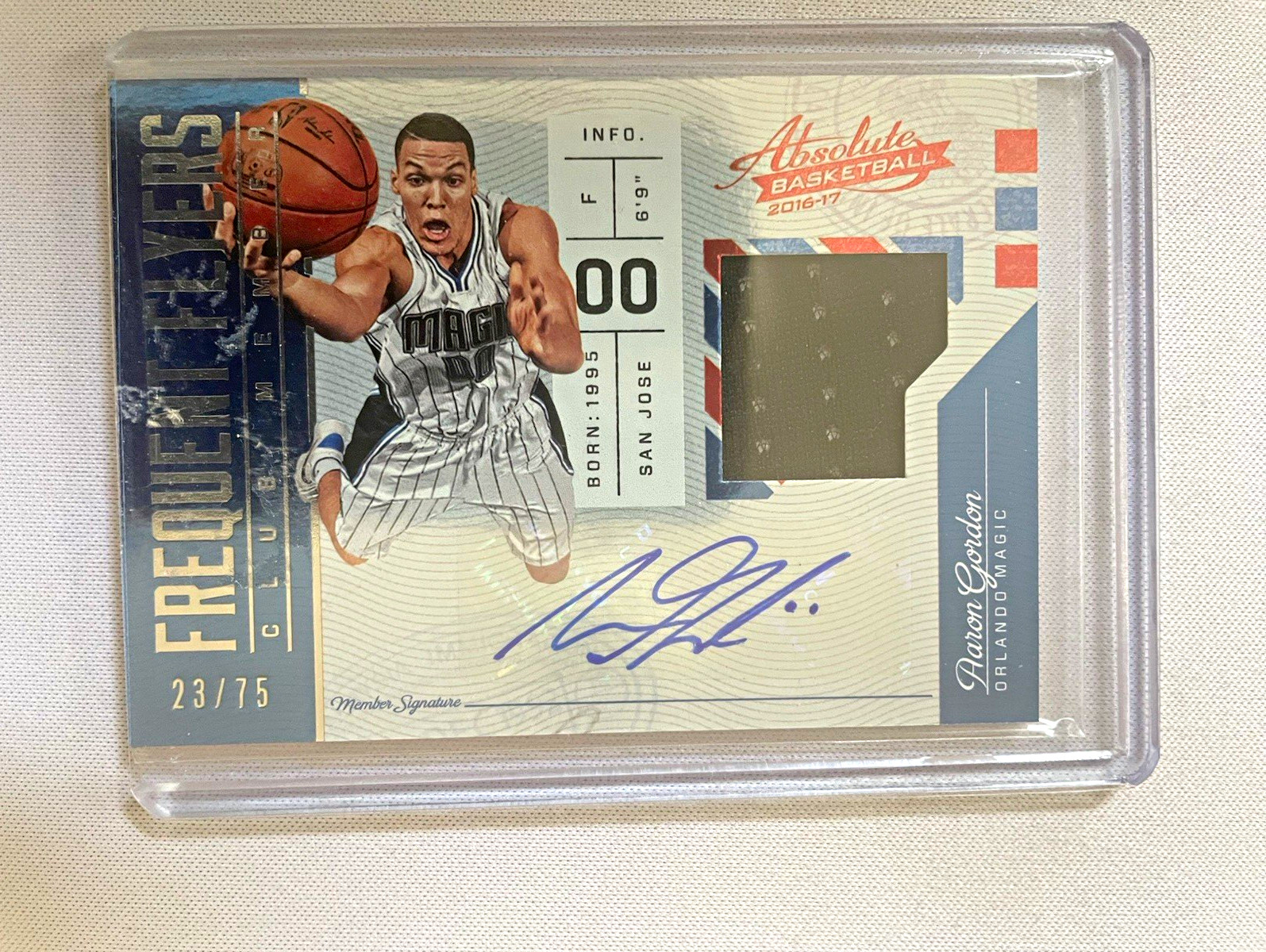 Panini 2016-17 Absolute Aaron Gordon Magic Frequent Flyers Auto #13 /75