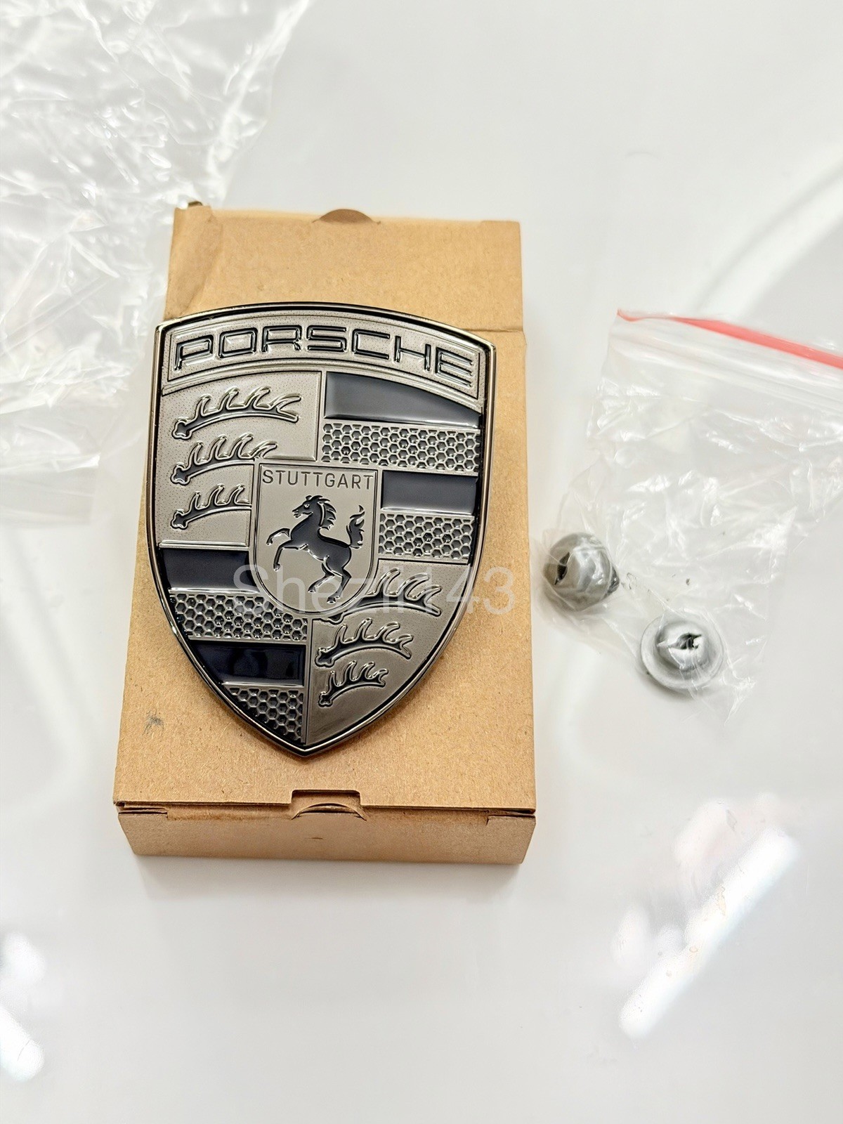 Genuine Porsche Exclusive Turbonite Front hood  Crest Emblem 95C-853-601-A
