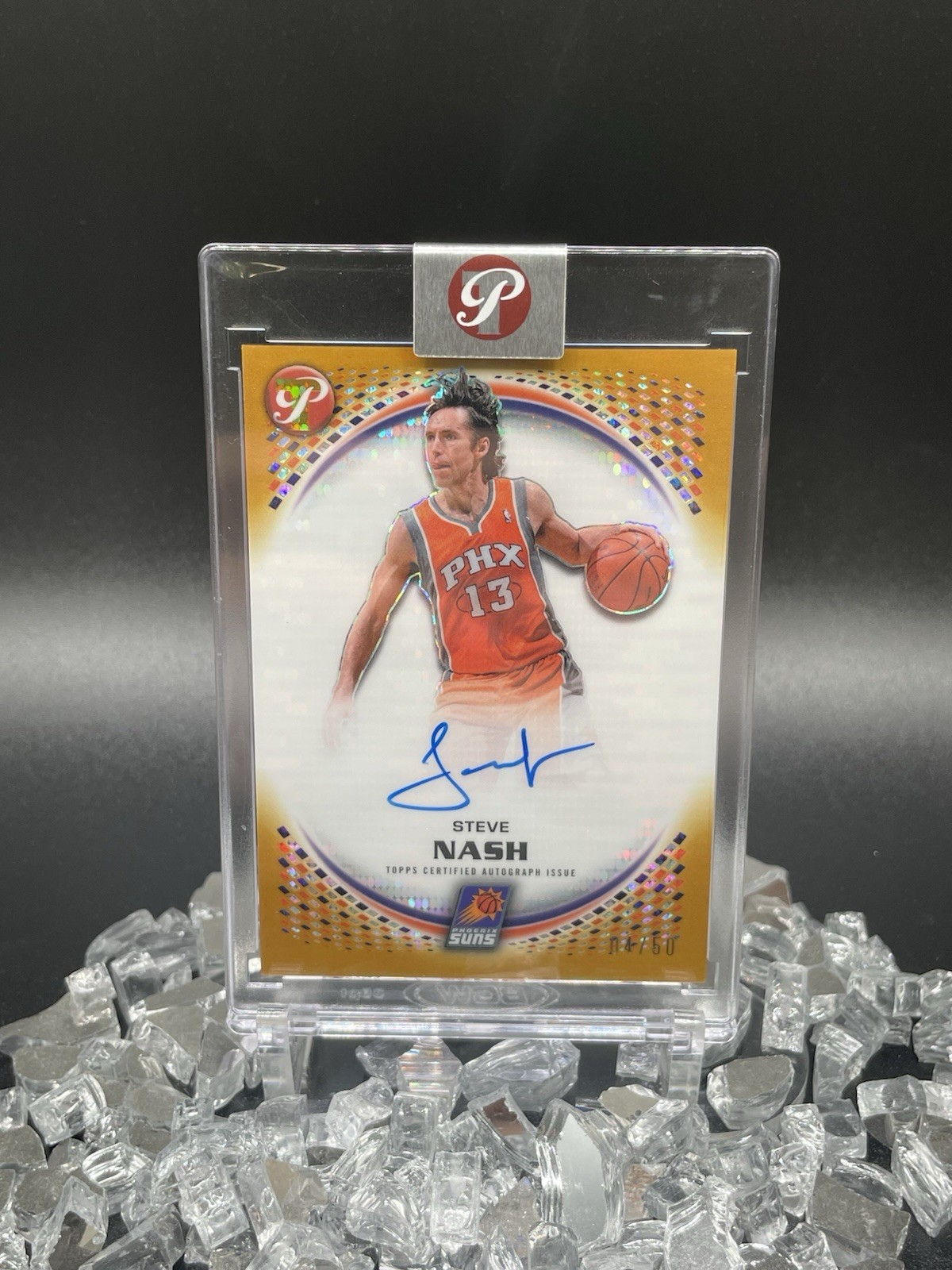 2025-26 Topps Pristine Steve Nash Gold Auto /50 PA-SN Encased Suns