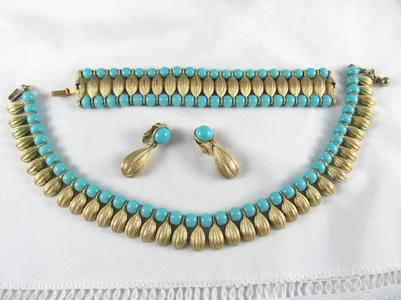 Crown Trifari Egyptian Rvival Parure Set Phillippe
