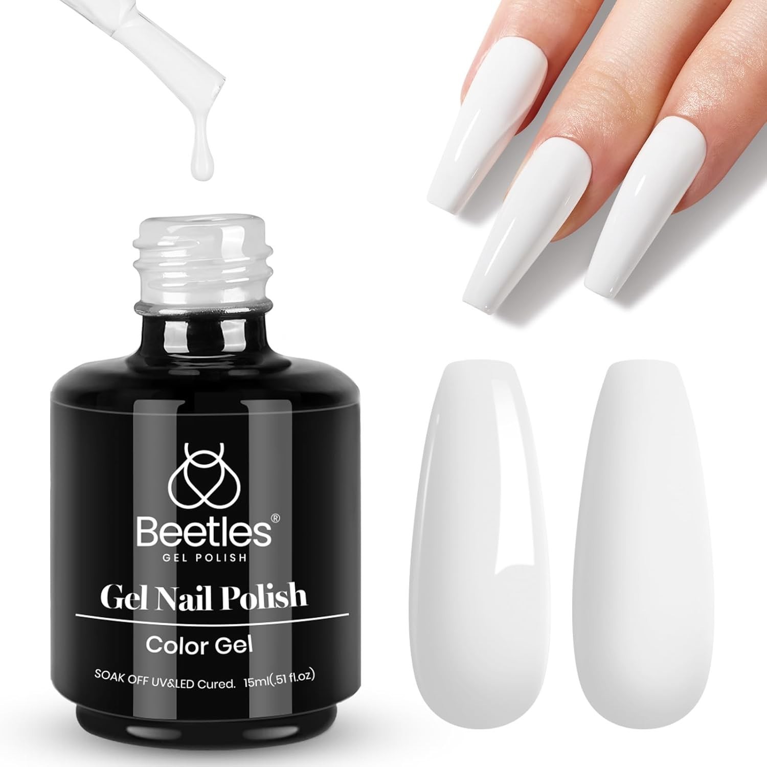 Beetles White Gel Nail Polish,15ml Winter Soak Off UV Gel Polish French Nail Art Beetles White Gel Nail Polish,15ml Winter Soak Off UV Gel Polish French Nail Art