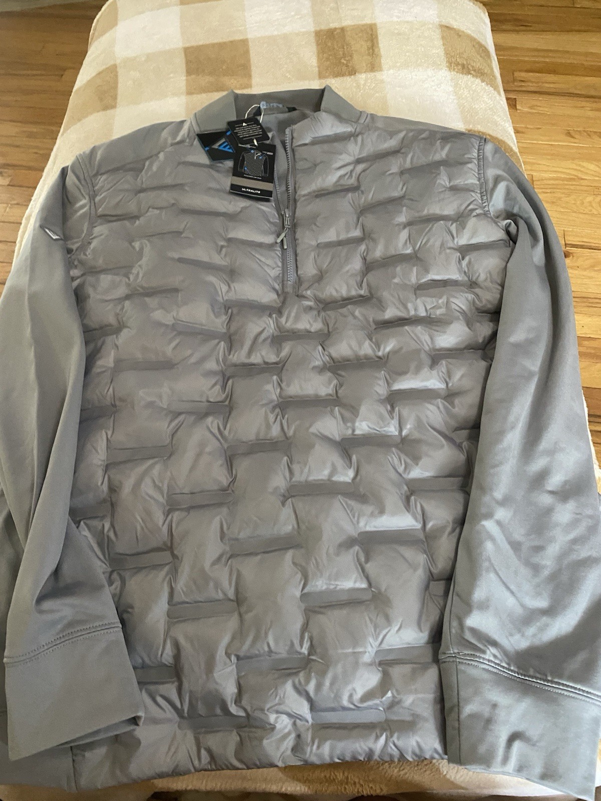 NWT Levelwear Ultralite size XL gray down filled 1/4 zip pullover jacket Golf