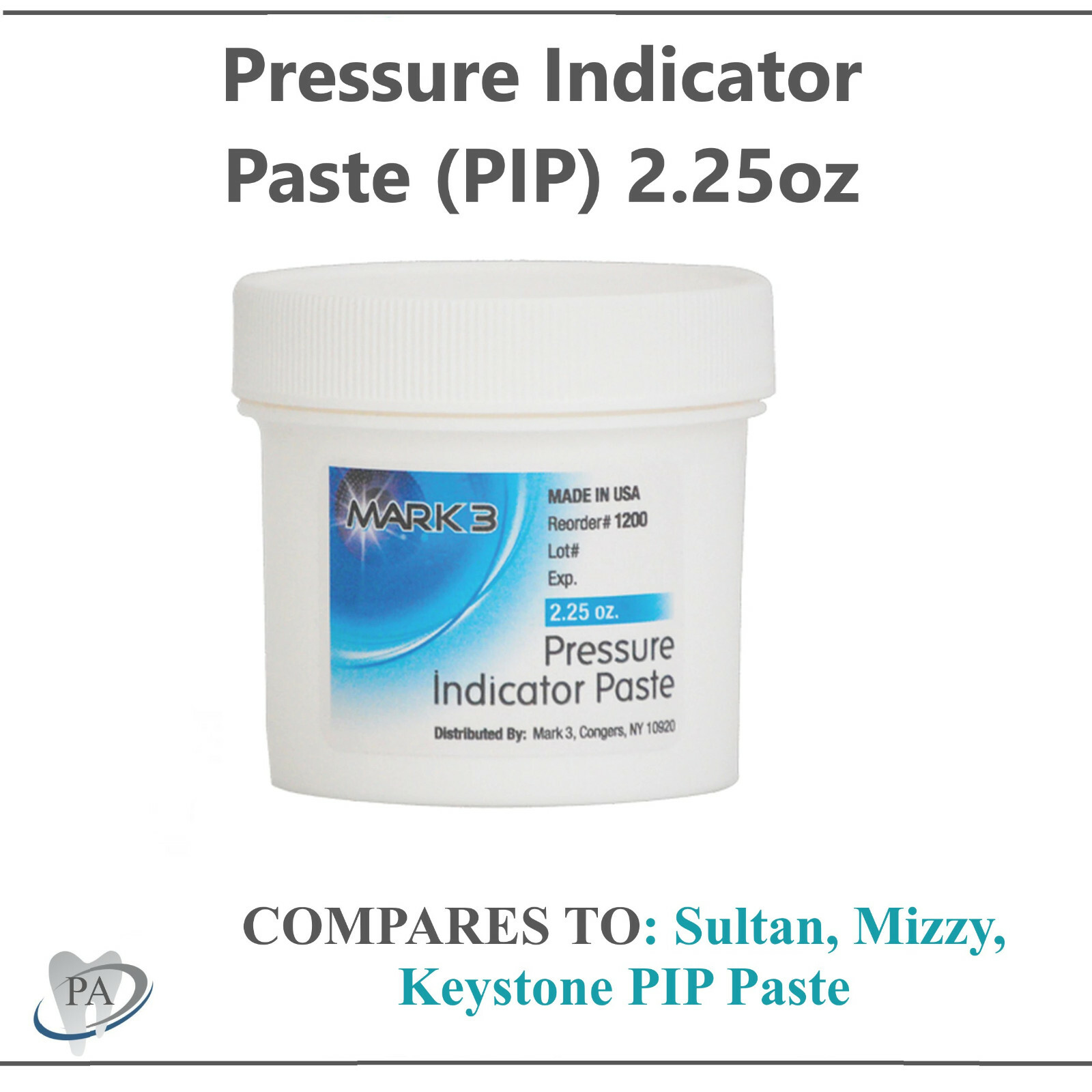 Dental Pressure Indicator Paste PIP Paste (2.25oz Jar) White - Mark3 #1200