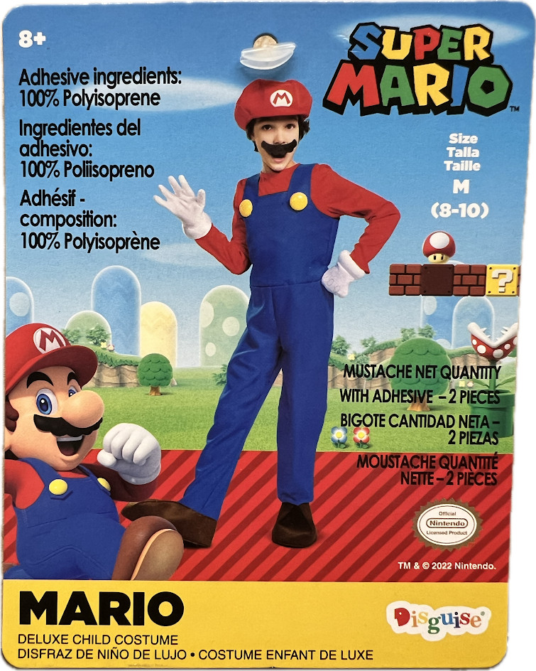 SUPER MARIO DELUXE CHILD COSTUME MEDIUM 8-10 SUPER MARIO DELUXE CHILD COSTUME MEDIUM 8-10