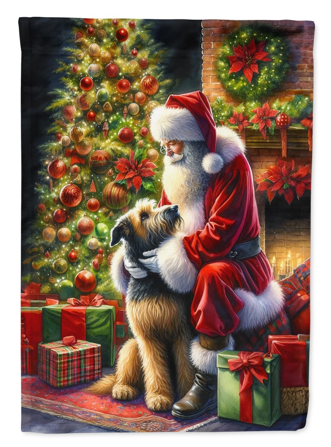 Caroline's Treasures DAC4127CHF Irish Wolfhound & Santa House Flag Large