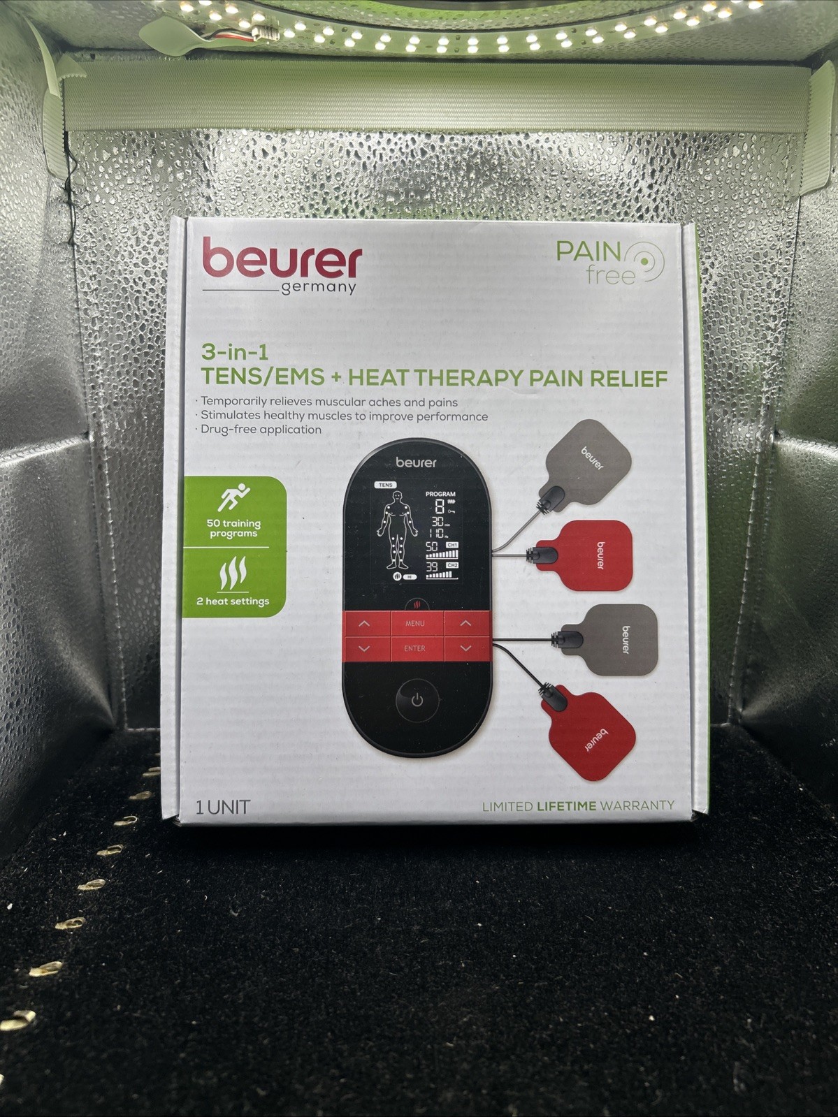 Beurer EM59 TENS EMS Unit w/ Heat Therapy 50 Programs Rechargeable Pain Relief Beurer EM59 TENS EMS Unit w/ Heat Therapy 50 Programs Rechargeable Pain Relief