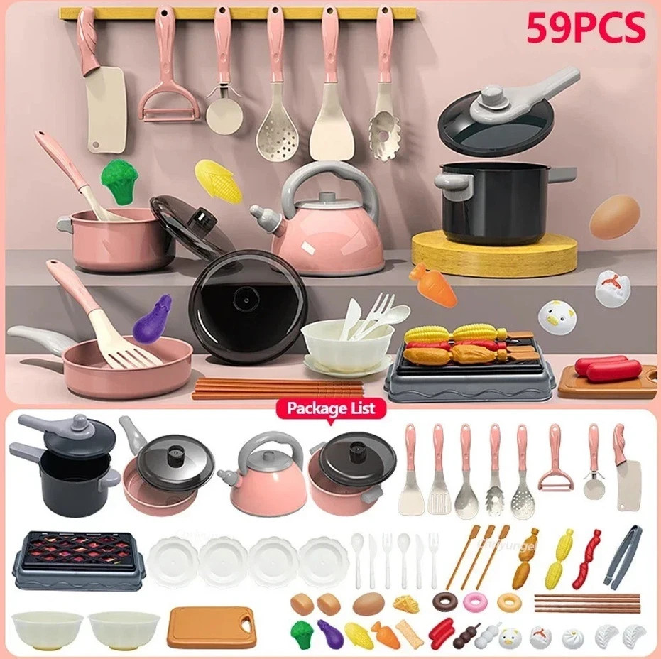 59 pcs Kids Kitchen Play Set Pretend Cooking Toys Food Kit 59 pcs Kids Kitchen Play Set Pretend Cooking Toys Food Kit