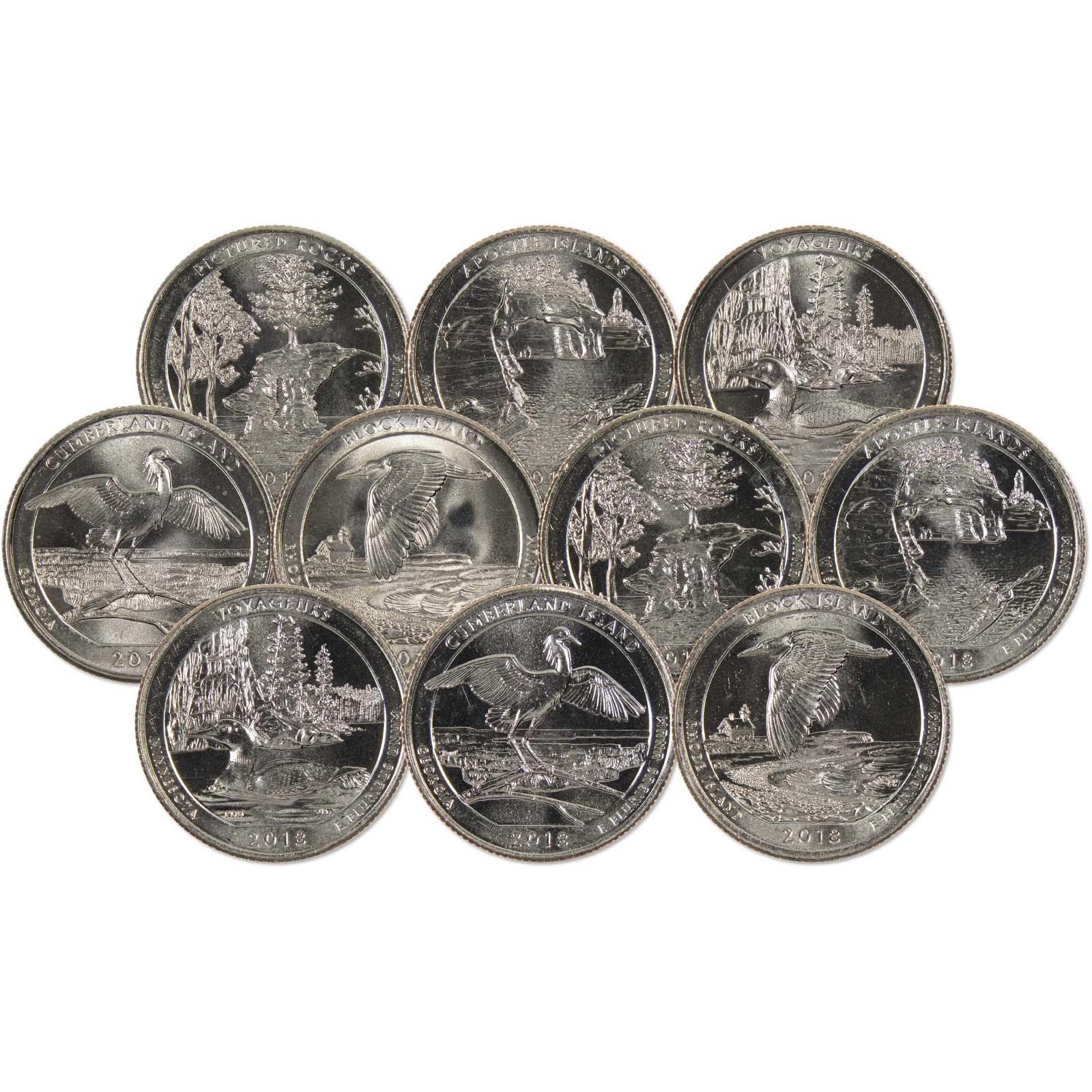 2018 P&D Quarter 10 Coin Set Clad Uncirculated Mint State