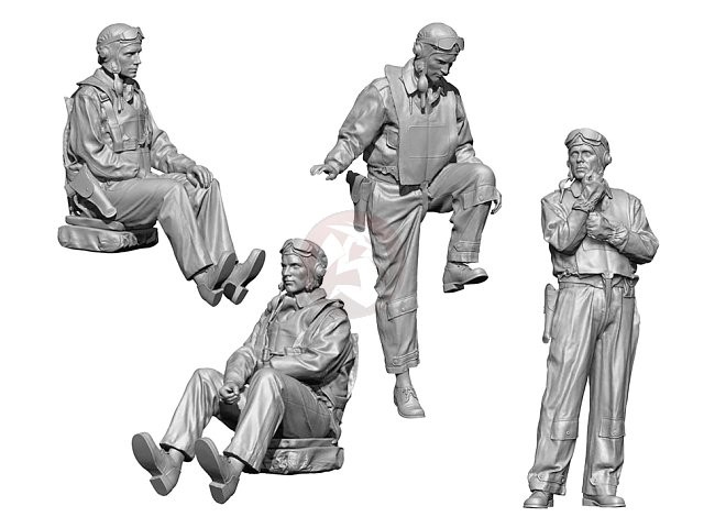 Legend 1/144 US Navy Pilots Set No.2 WWII Seated & Standing (4 Figures) LF4403