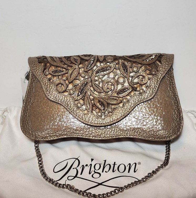 BRIGHTON PERLITA CATCH THE MOON 3D EMBELLISHED LEATHER APPLIQUE SHOULDERBAG $290