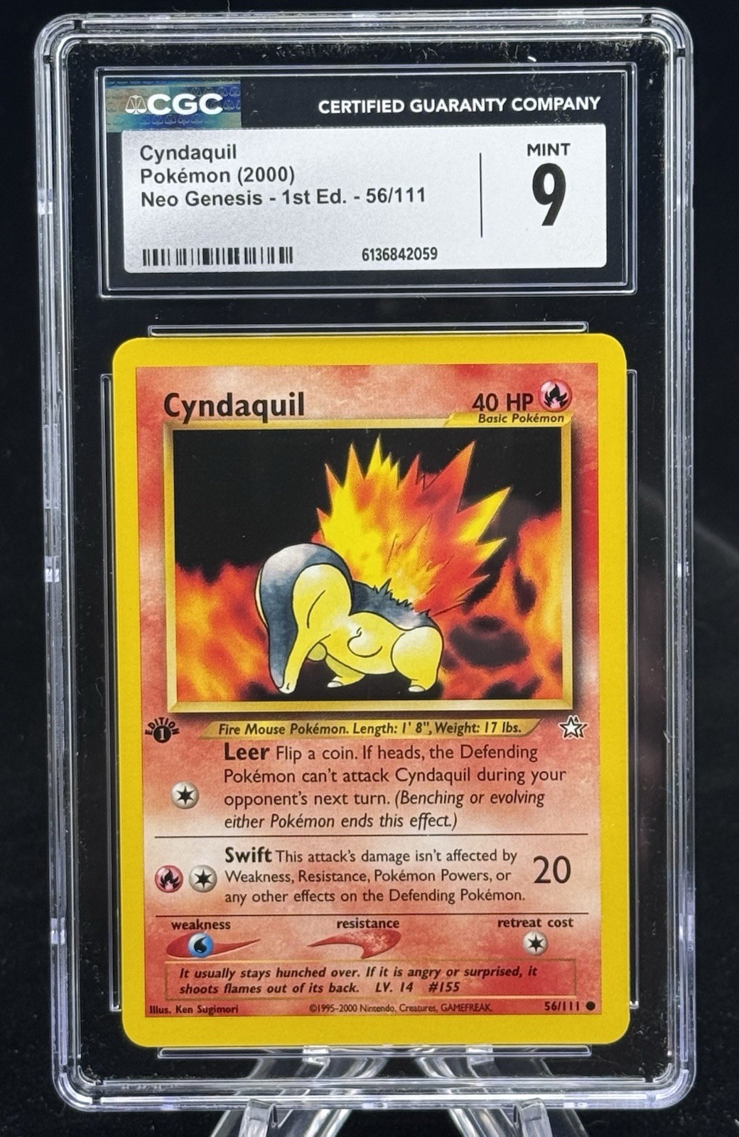 Cyndaquil #56 1st Edition Neo Genesis 2000 Pokémon CGC 9 🔥