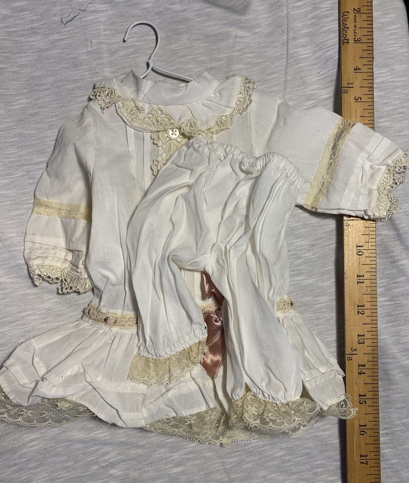 Vintage 1998 Tender Heart Treasures Doll Dress & Bloomers Set White Lace 11.5\ Vintage 1998 Tender Heart Treasures Doll Dress & Bloomers Set White Lace 11.5\