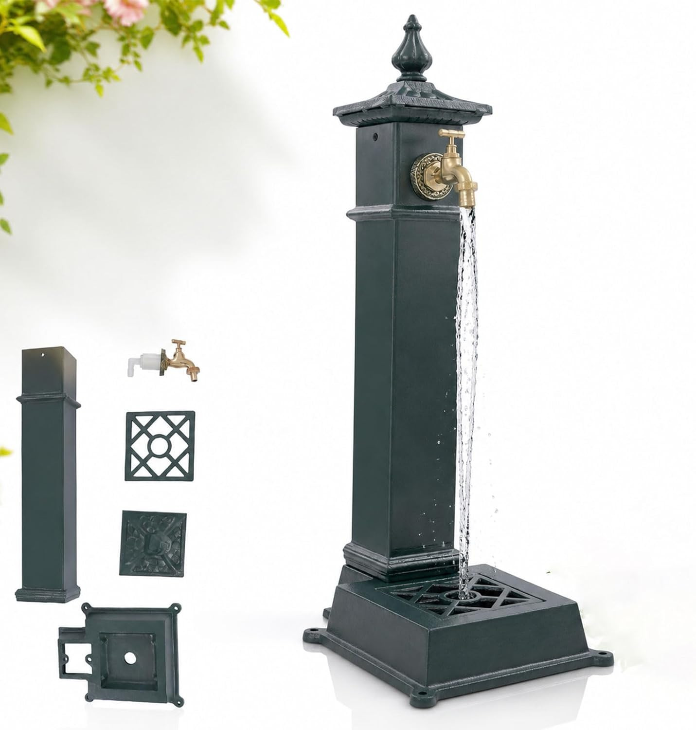 Antique Cast Iron Garden Water Column with Faucet for Outdoor Spaces