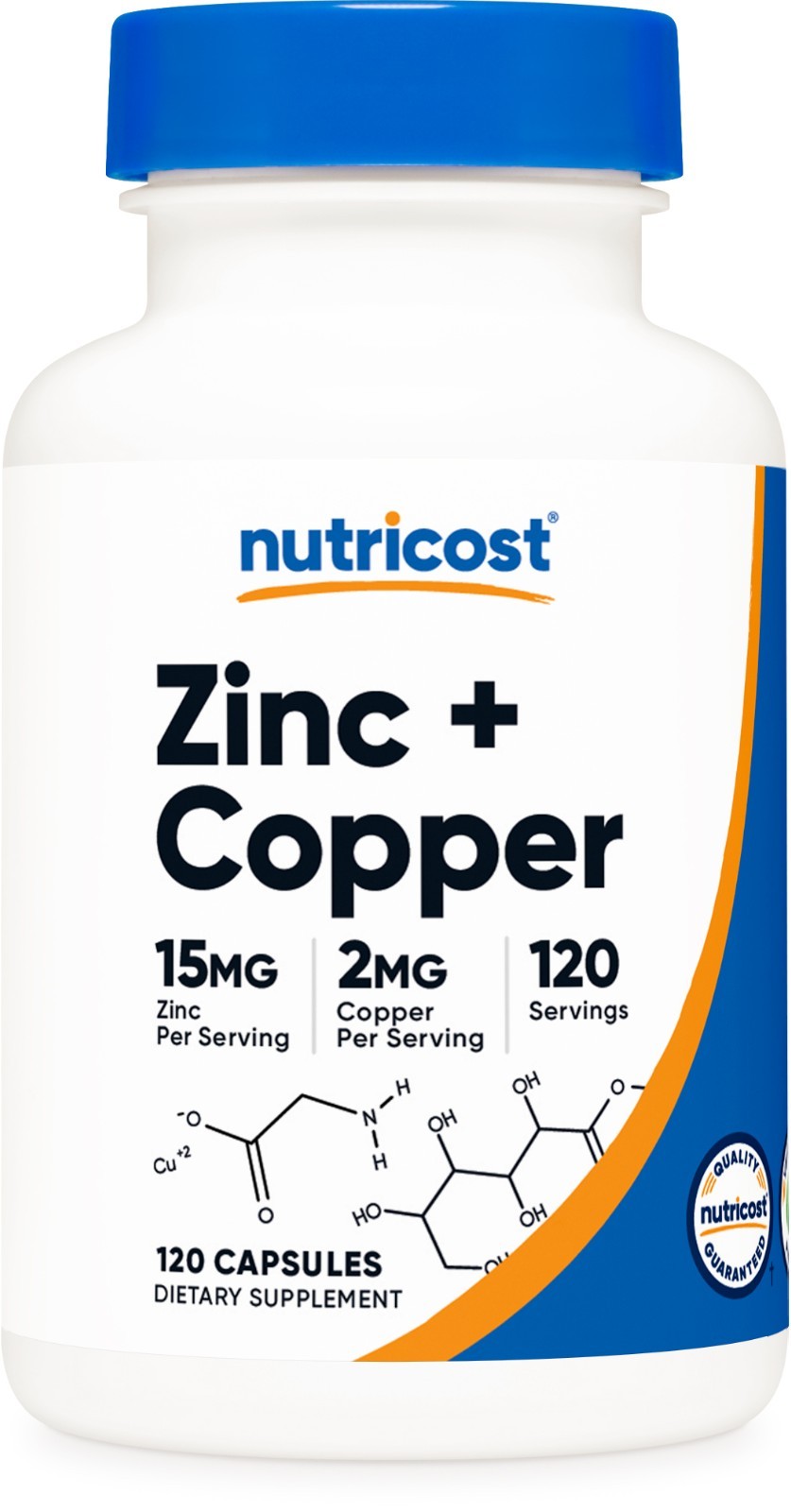 Nutricost Zinc + Copper Capsules (120 Count) - 15mg Zinc + 2mg Copper Per Servin
