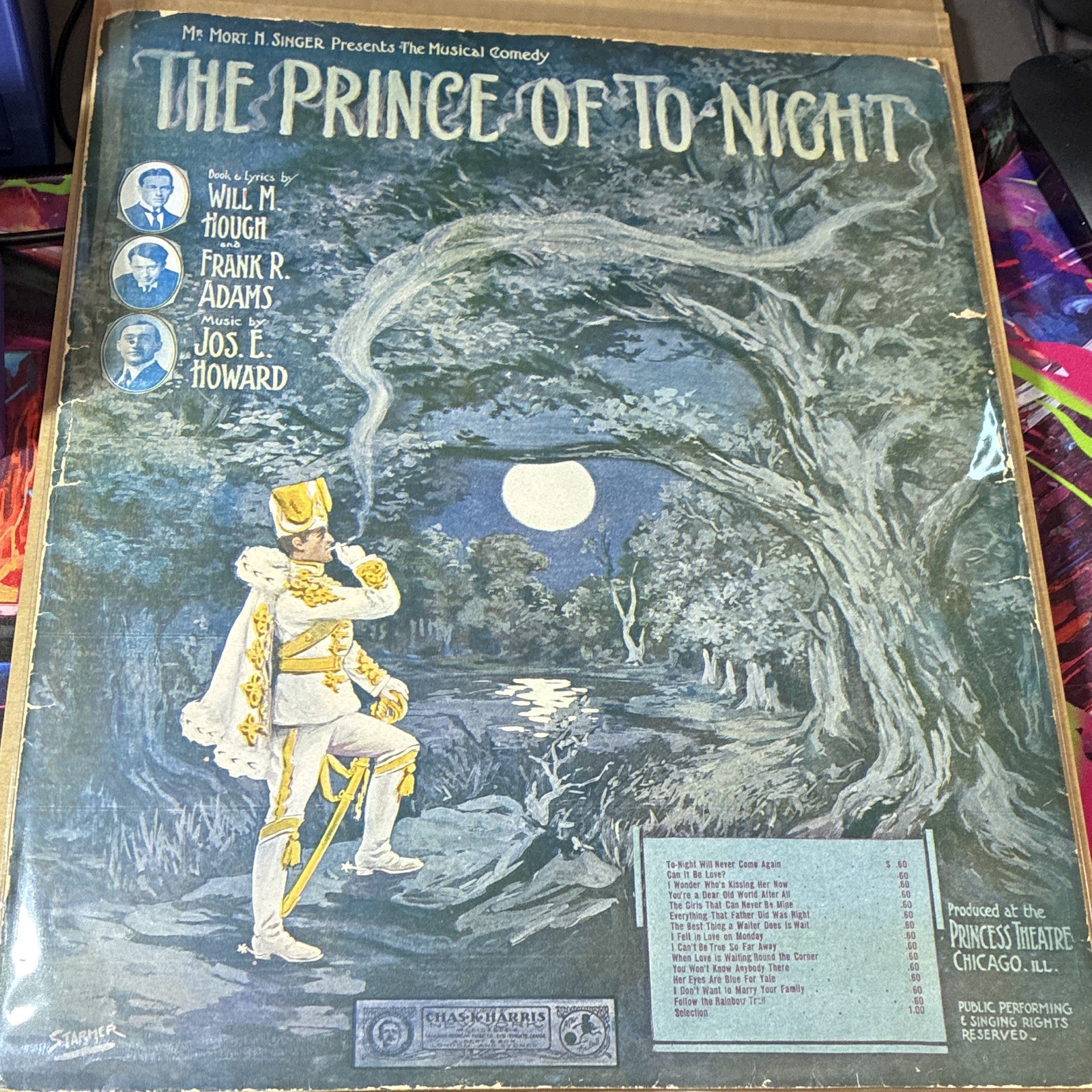 Antique Sheet Music The Prince of Tonight Jos E Howard Starmer Art Theater