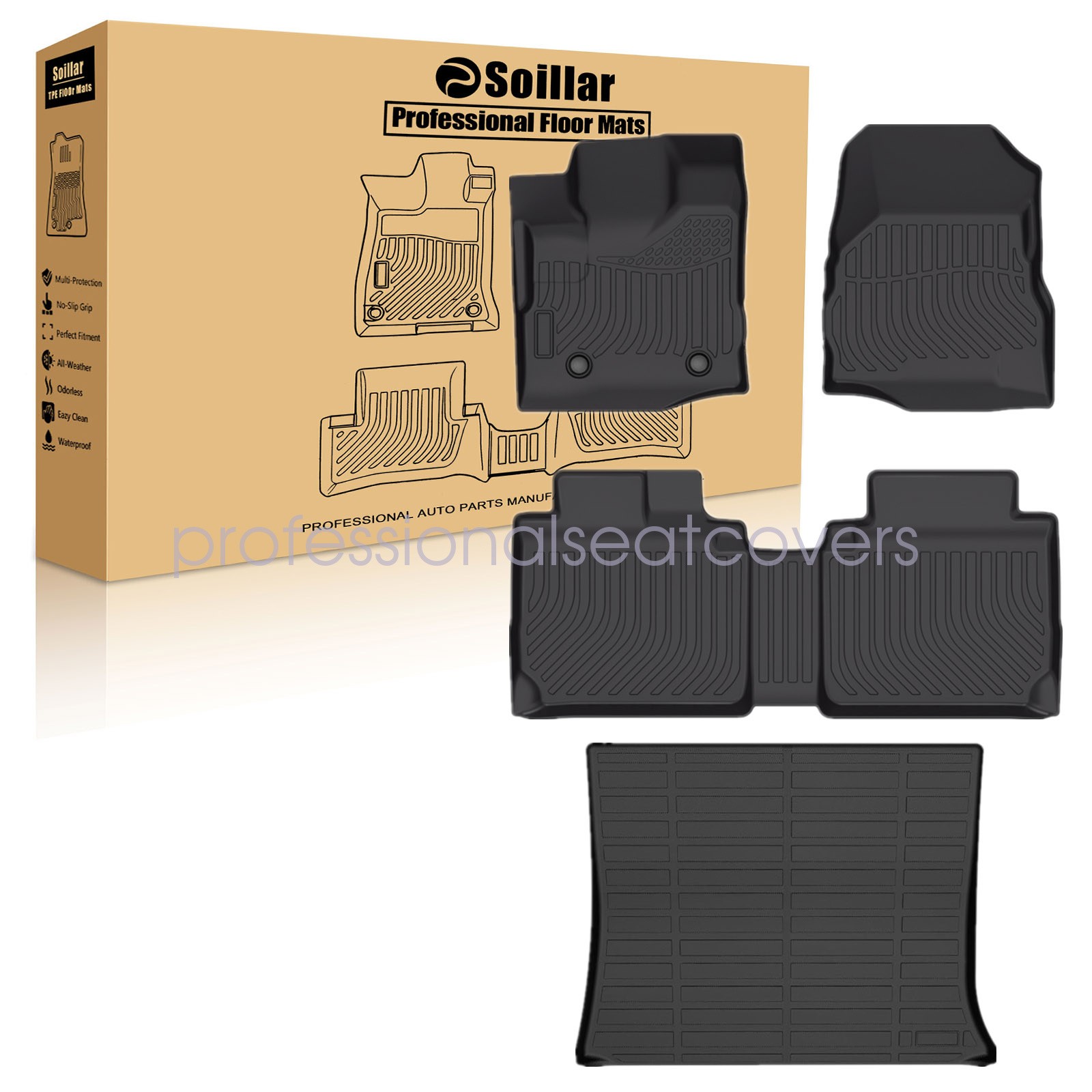 For 2012-2017 Chevrolet Equinox GMC Terrain TPE Floor Mats Trunk Cargo Liner 3D