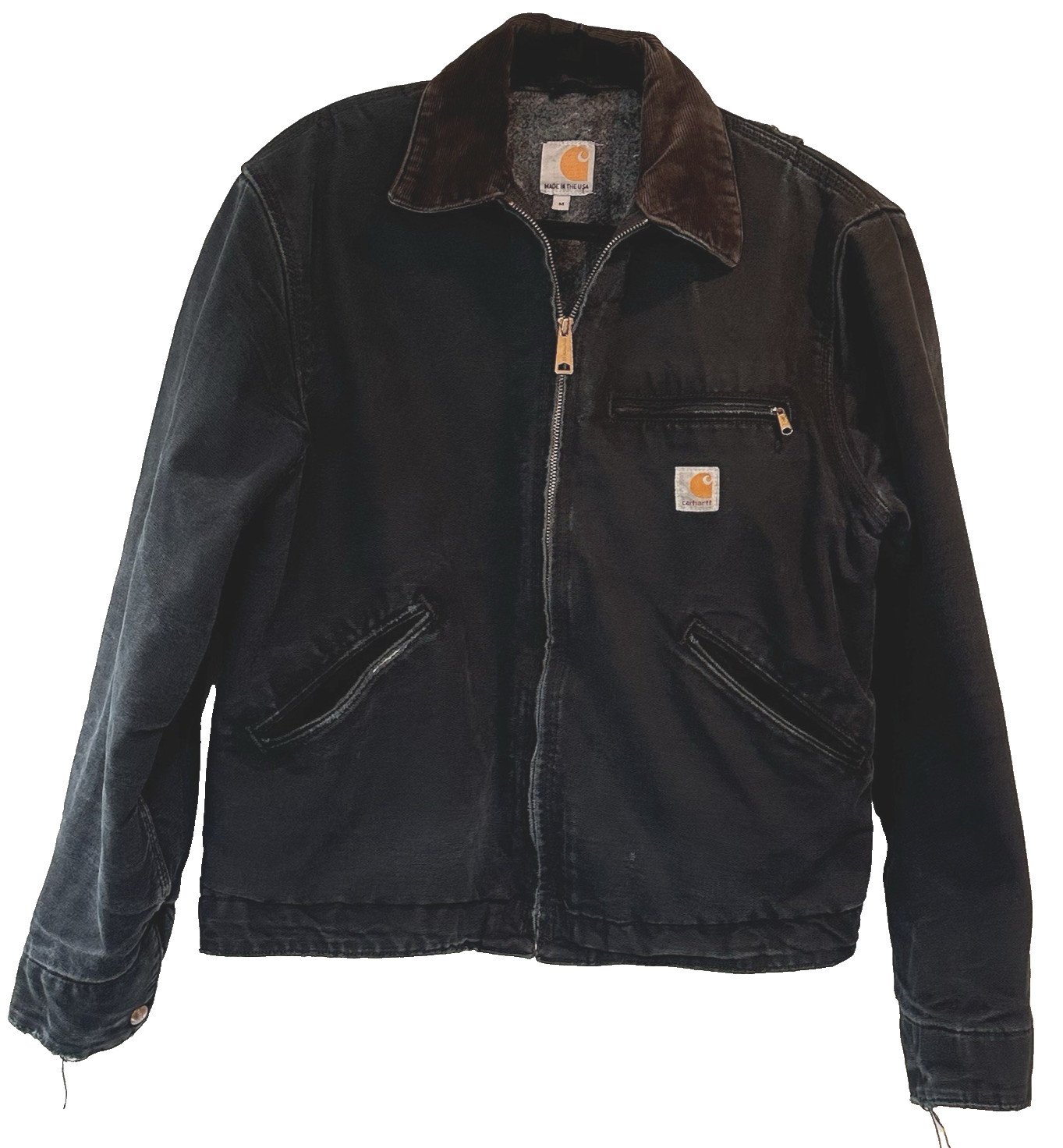 Vintage Carhartt Med J001 Black Detroit Crop Jacket Blanket Lined USA Distressed Vintage Carhartt Med J001 Black Detroit Crop Jacket Blanket Lined USA Distressed