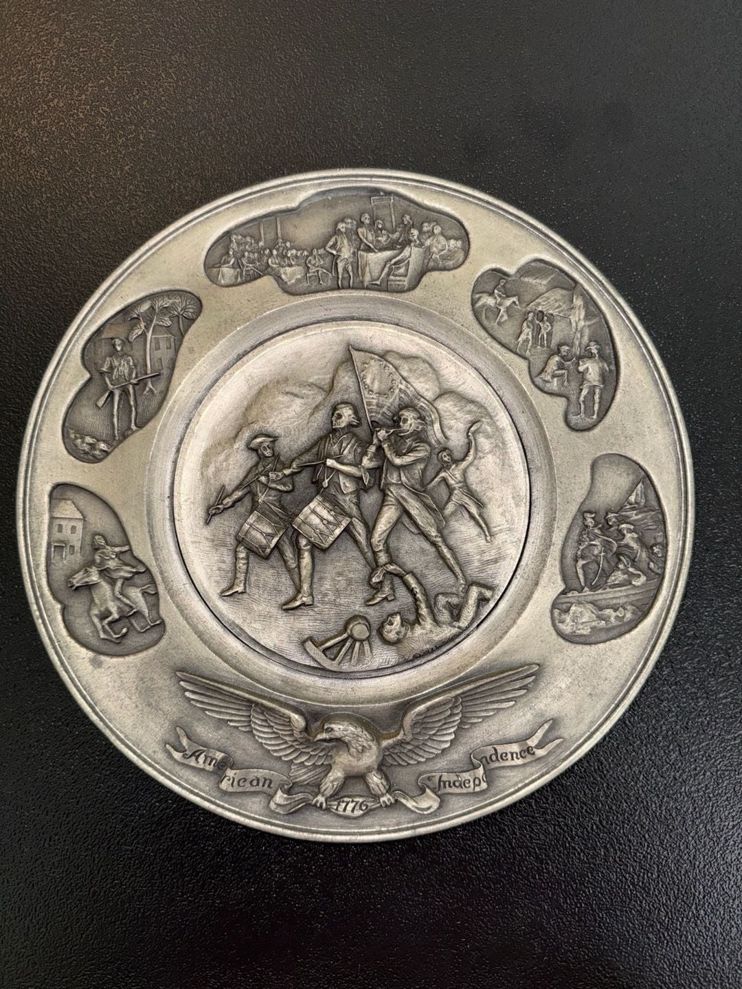 Vintage Hudson Pewter American Independence Plate 2698