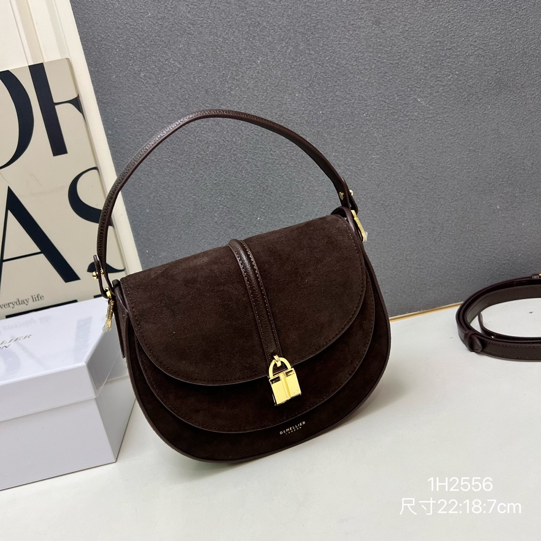 DeMellier The Siena Suede Leather Saddle Bag Brown Crossbody Handbag DeMellier The Siena Suede Leather Saddle Bag Brown Crossbody Handbag