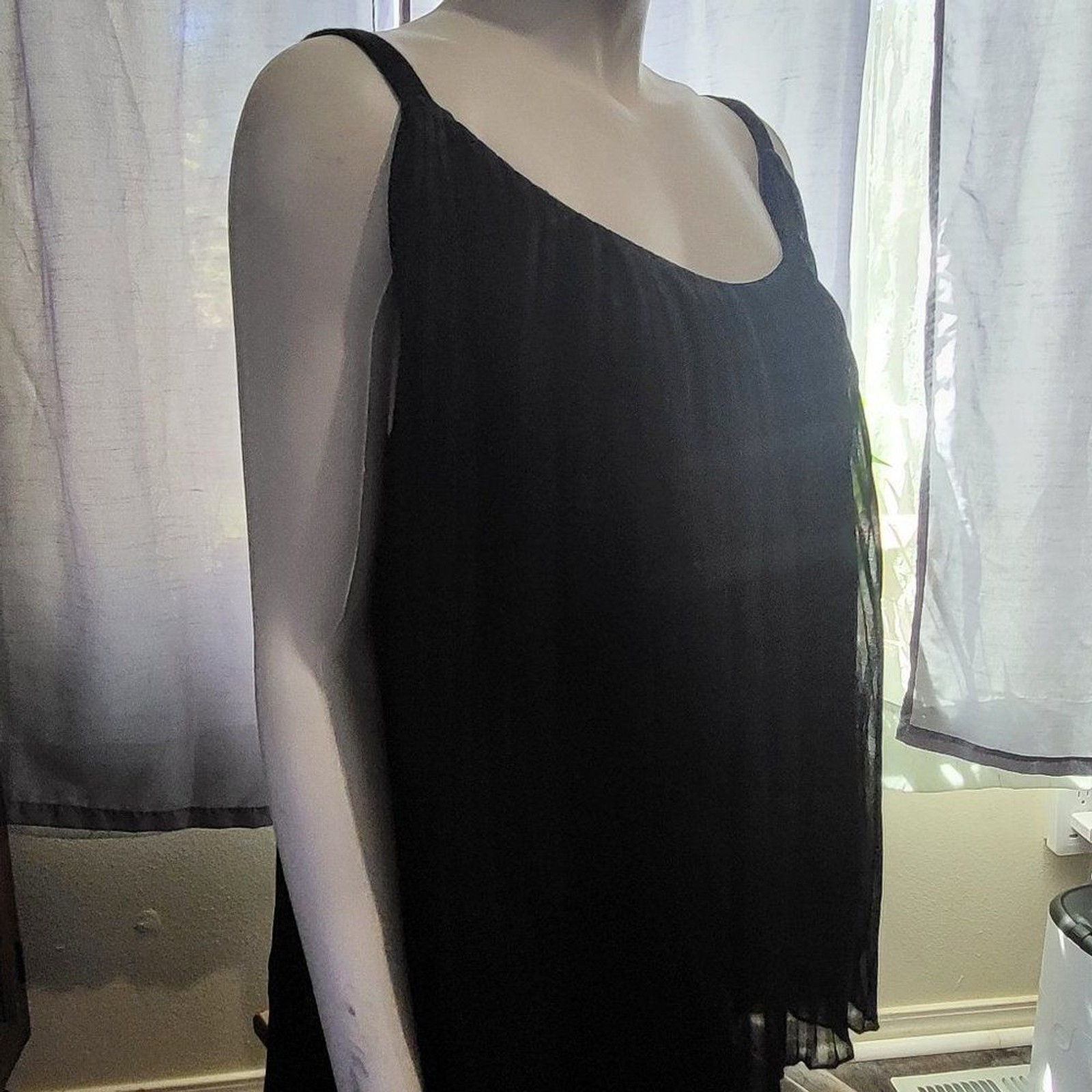 A.N.A. Black Layered Pleated Chiffon Shell Tank | Women\'s XL