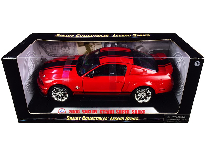 2008 Ford Shelby Mustang GT500 Super Snake Red w Black Stripes Shelby Collectibl 2008 Ford Shelby Mustang GT500 Super Snake Red w Black Stripes Shelby Collectibl