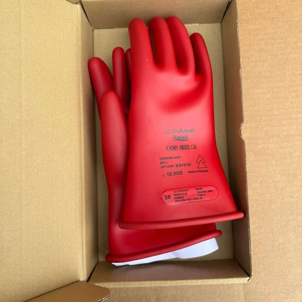 New Ansell ActivArmr RIG011R Class 0 Insulated Gloves Size 10 1000V Red