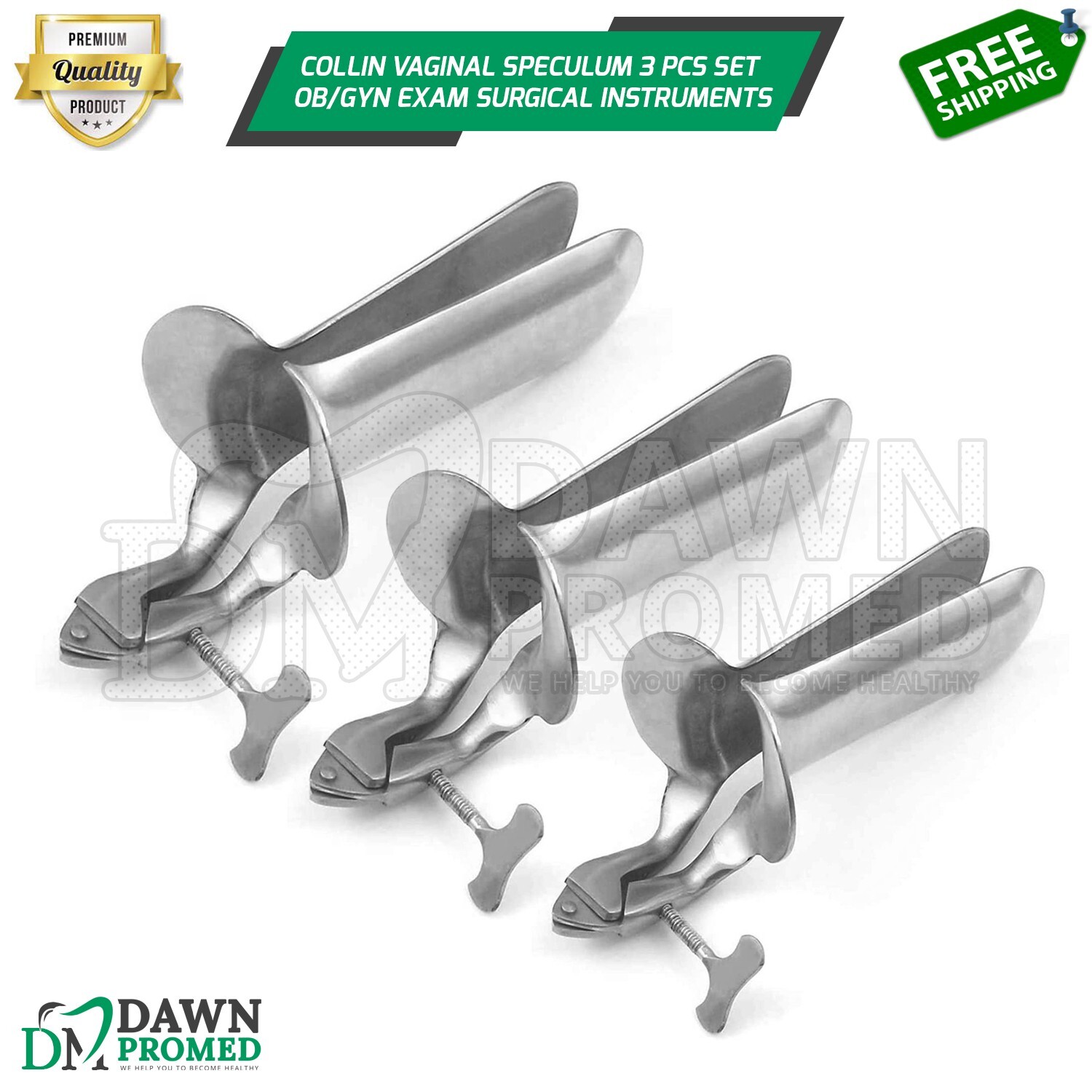 Collin Vaginal Speculum 3 Pcs Set Medical OB/GYN Exam Surgical Inst German Grade