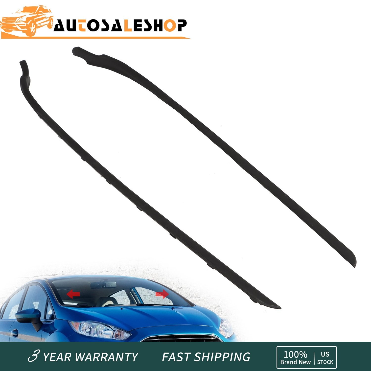 FOR FORD FIESTA 2011-2019 WINDSHIELD A-PILLAR TRIM MOULDING PAIR BOTH SIDE RH+LH