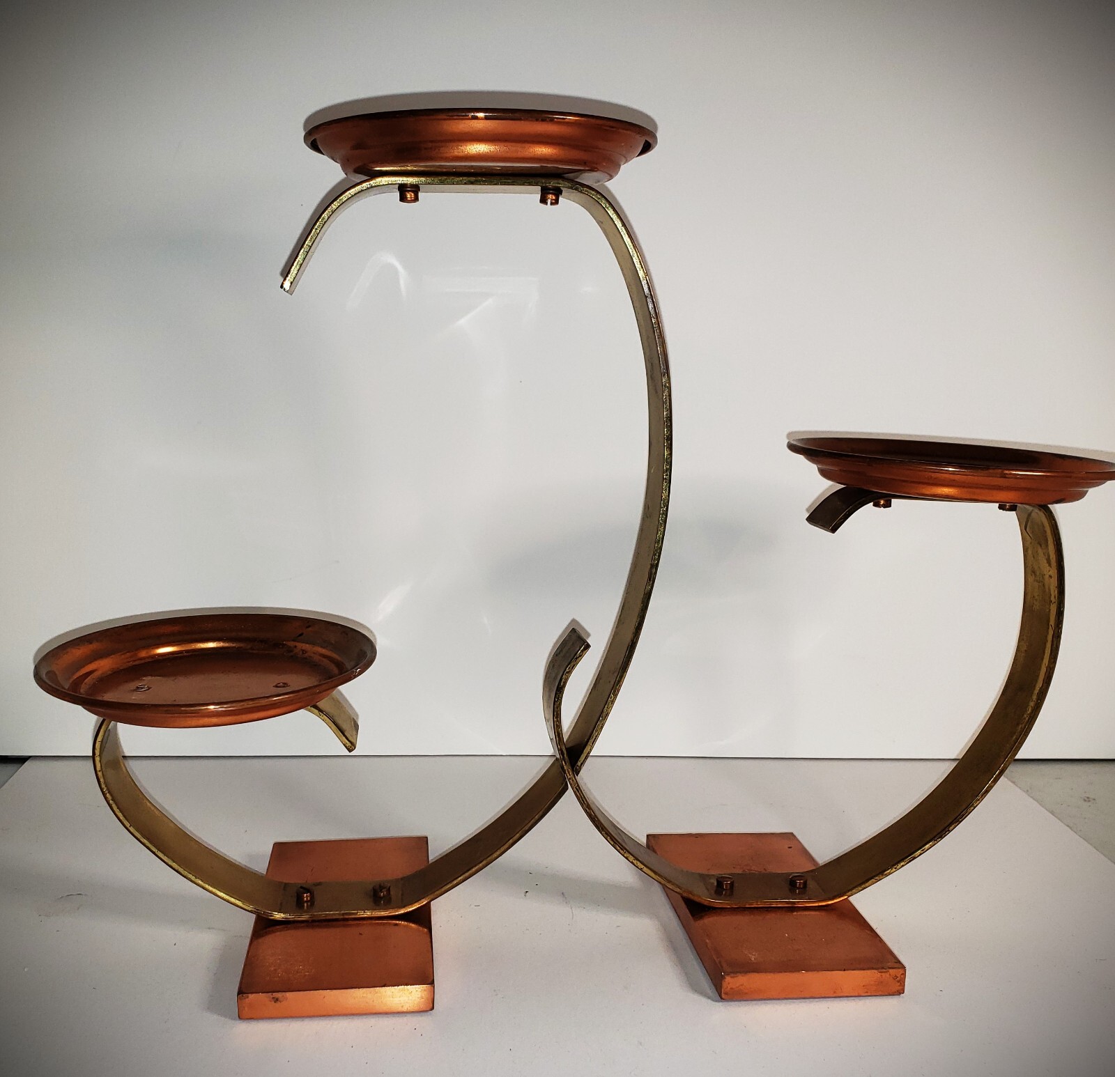 Scarce 1933 WALTER VON NESSEN Copper & Brass DECO Planter Stand SIGNED Chase Scarce 1933 WALTER VON NESSEN Copper & Brass DECO Planter Stand SIGNED Chase