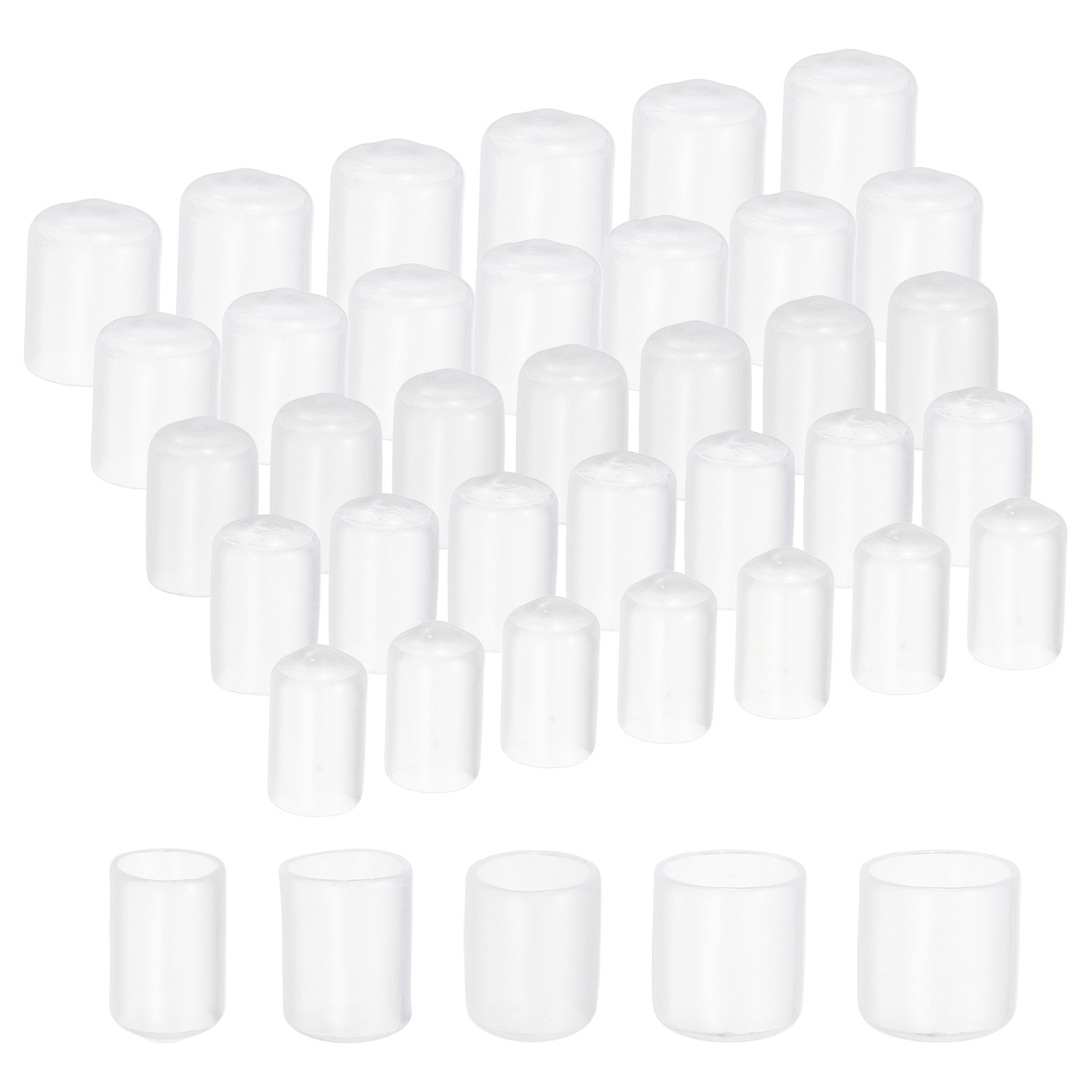 50pcs Round Rubber Protective End Caps 13mm 15mm 17mm 19mm 21mm Clear