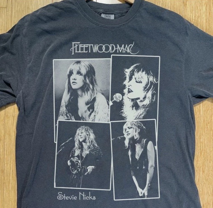 Stevie Nicks Fleetwood Mac Band 90s Retro Style Black T Shirt vtg Size S to 5XL