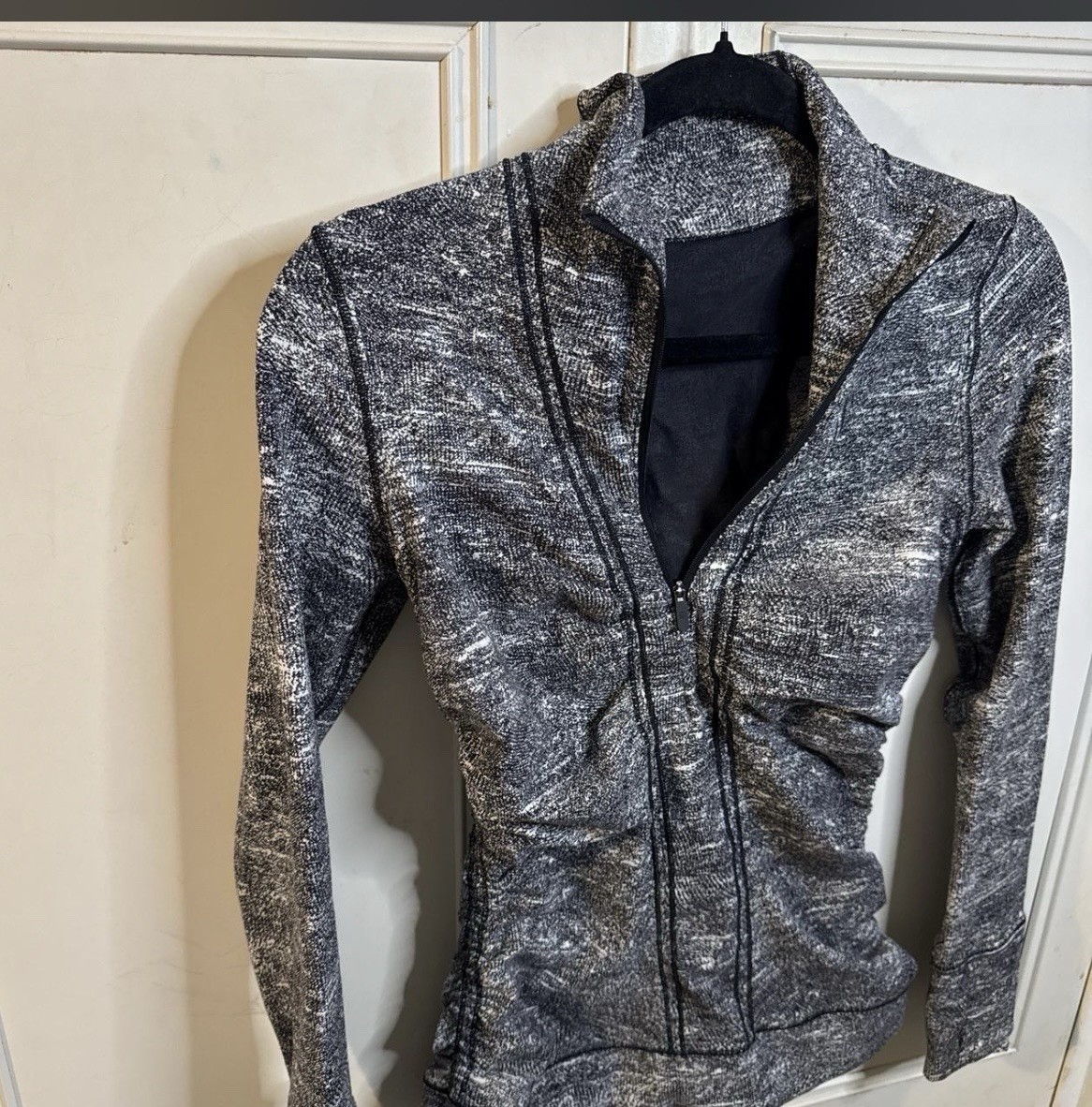 Lululemon Define Jacket Black and White Marled Knit Preppy Gym Trend SZ S