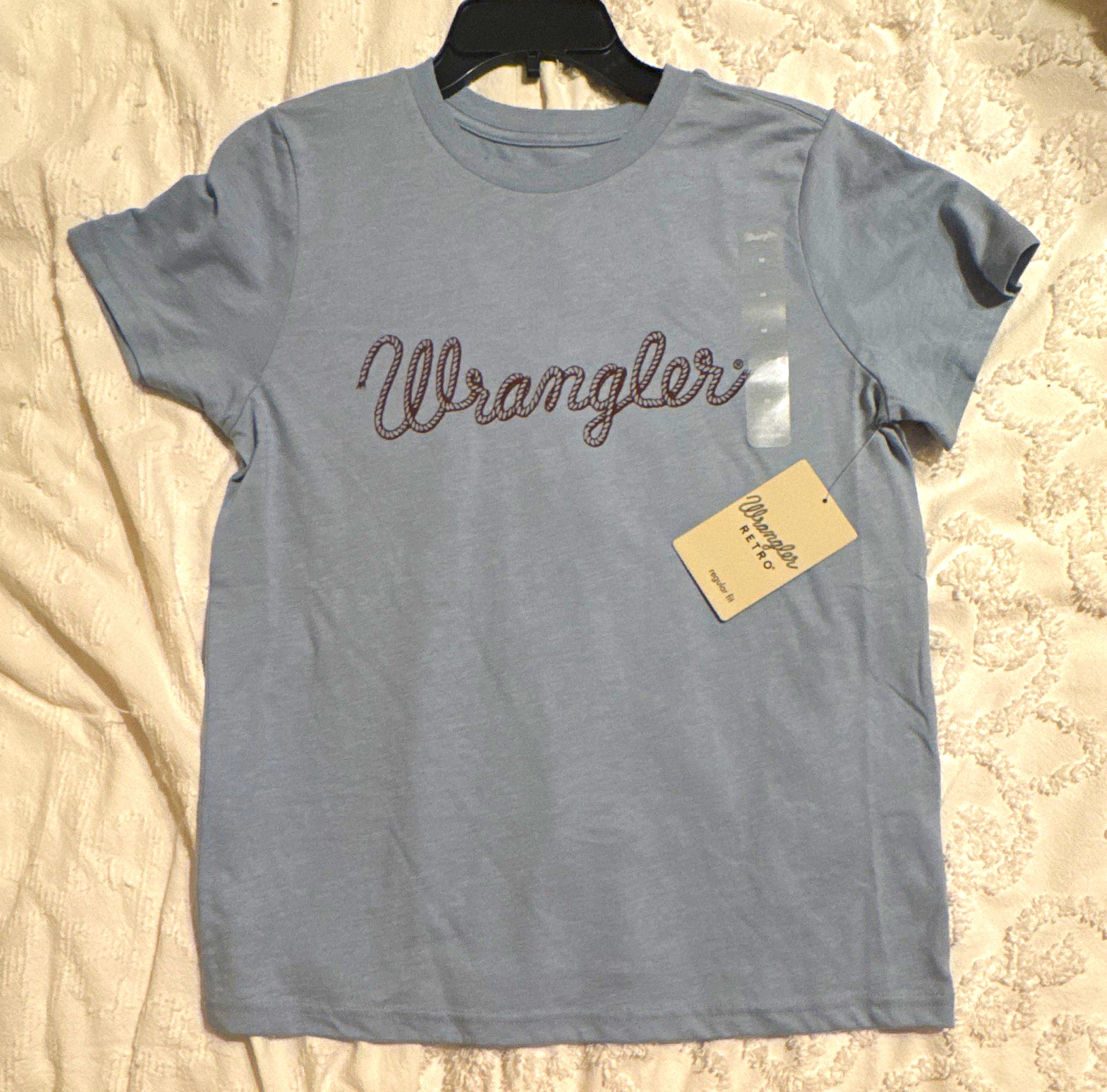 Wrangler Retro Women\'sM Blue Graphic Logo Crew Neck Short Sleeve Cotton Knit Tee Wrangler Retro Women\'sM Blue Graphic Logo Crew Neck Short Sleeve Cotton Knit Tee