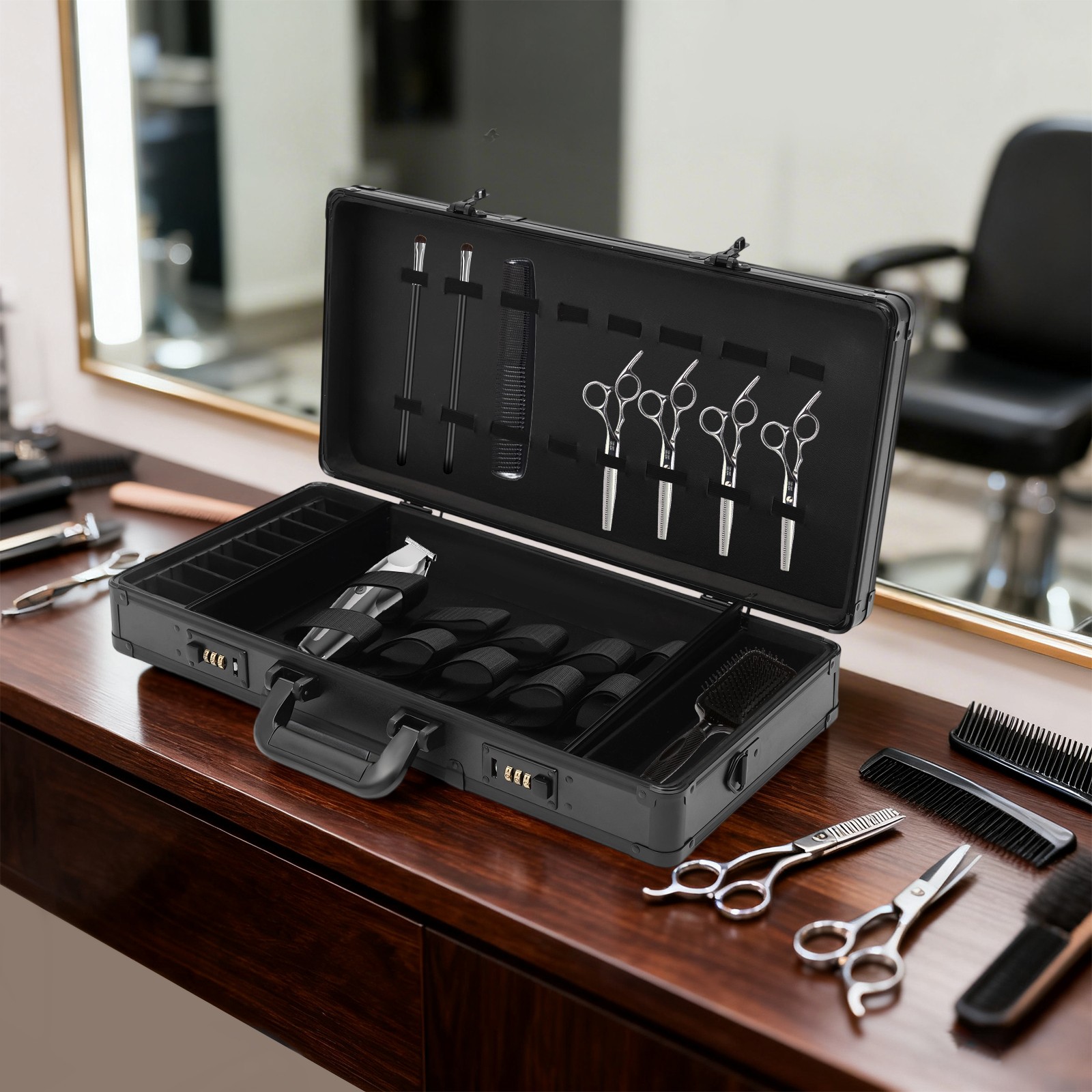 Barber Stylist Suitcase Carrying Case Box For Clippers Trimmers Scissors Combs