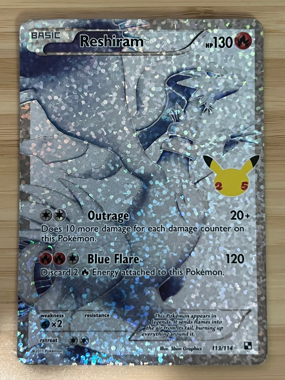 Reshiram 113/114 Full Art Celebrations 25th Anniversary Classic Collection NM Reshiram 113/114 Full Art Celebrations 25th Anniversary Classic Collection NM