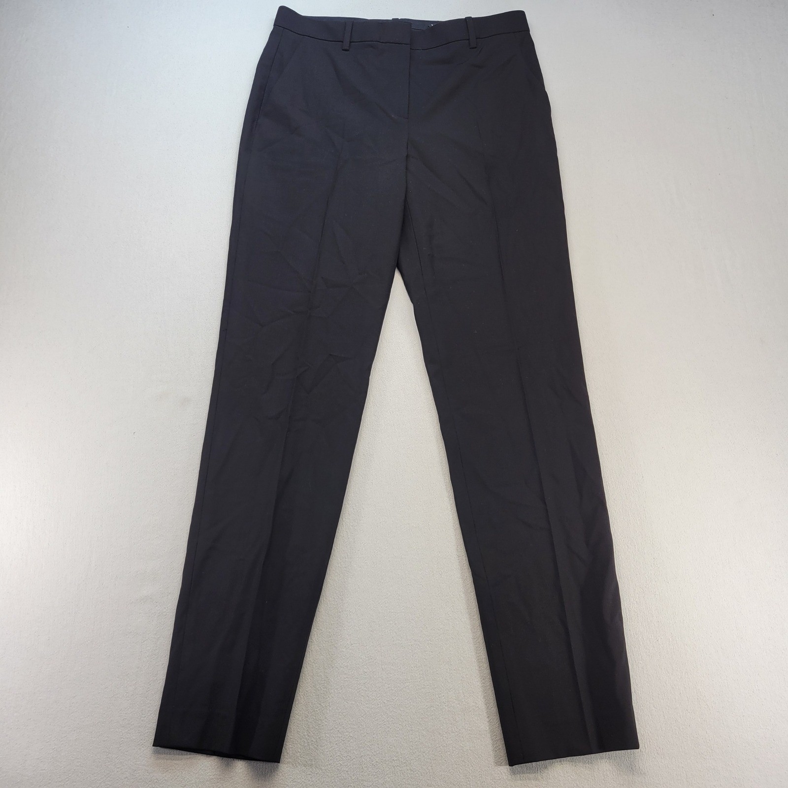 Theory Pants Womens 2 Black Slim Fit Straight Leg Wool Blend Dress Trousers Theory Pants Womens 2 Black Slim Fit Straight Leg Wool Blend Dress Trousers