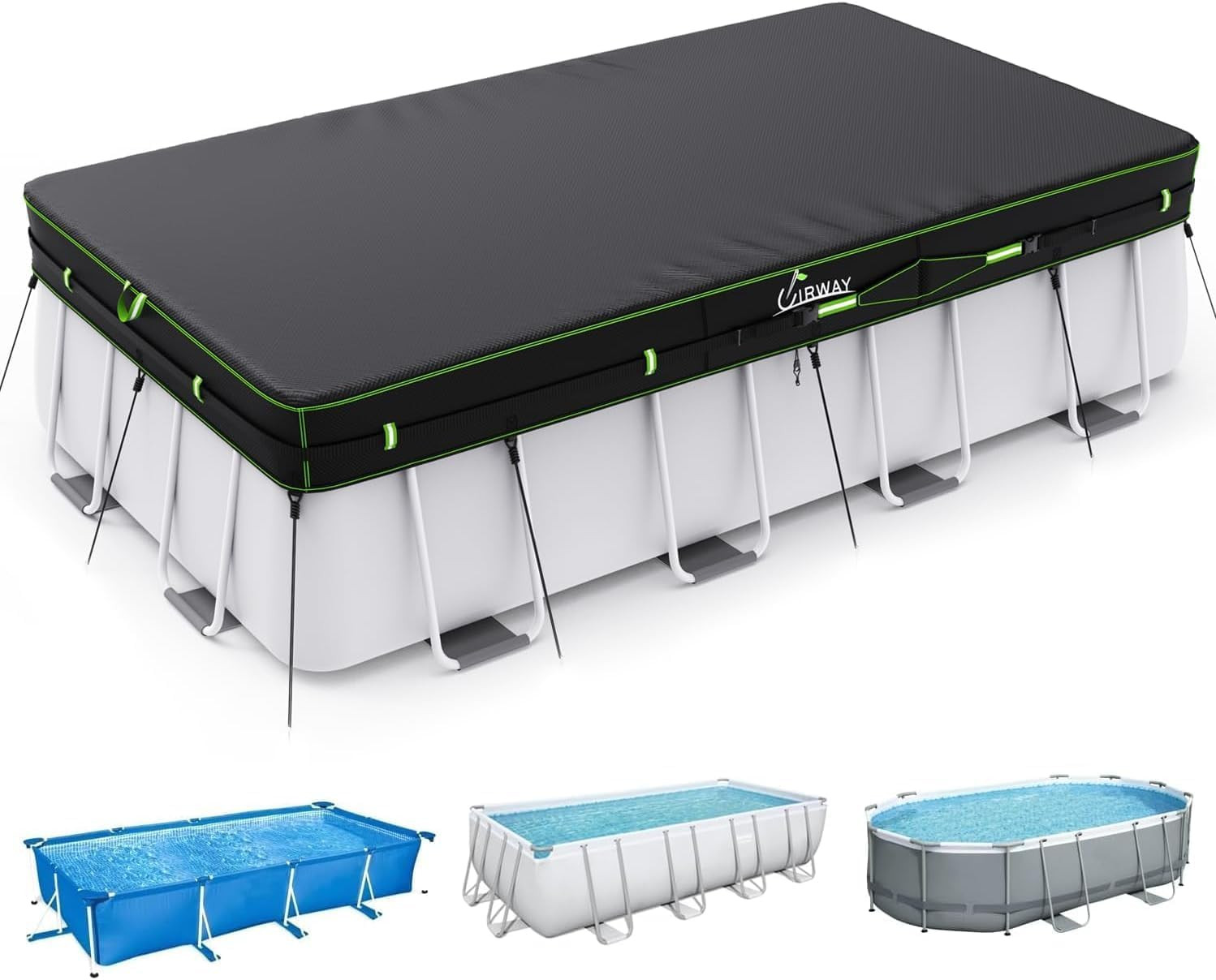 9X18 FT Winter Rectangular Pool Cover with Reflective Strips