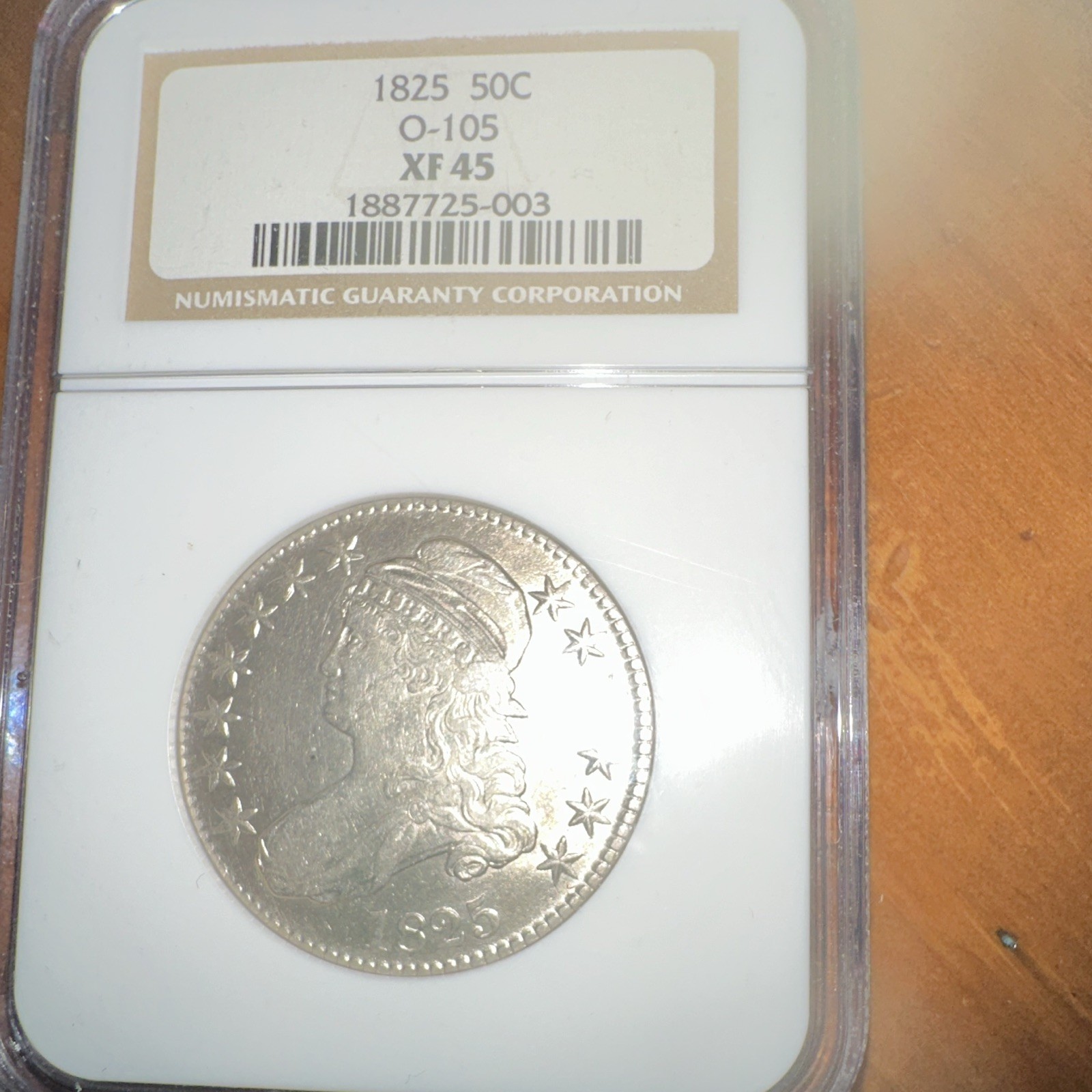1825 Capped Bust Half Dollar 50C O-105 NGC XF45 Cert# 1887725-003 1825 Capped Bust Half Dollar 50C O-105 NGC XF45 Cert# 1887725-003