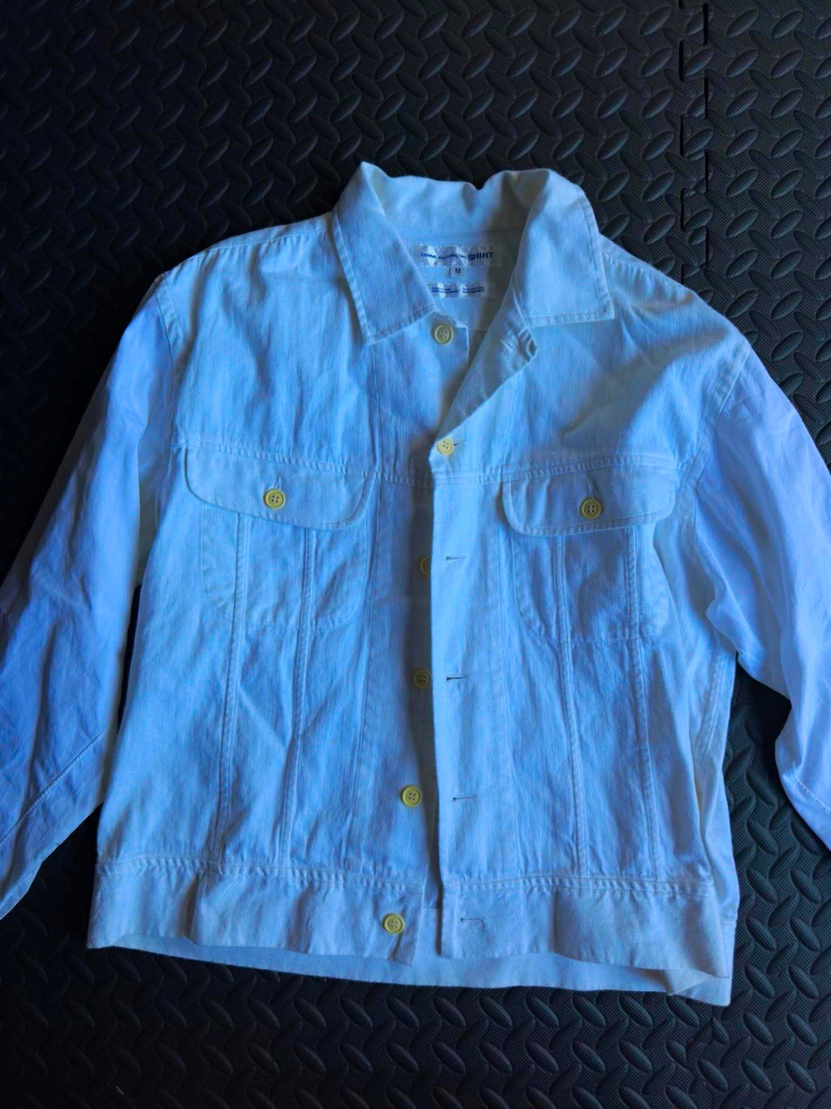 COMME des GARÇONS SHIRT Men\'s White Motorcycle Jacket Button Pockets Size M