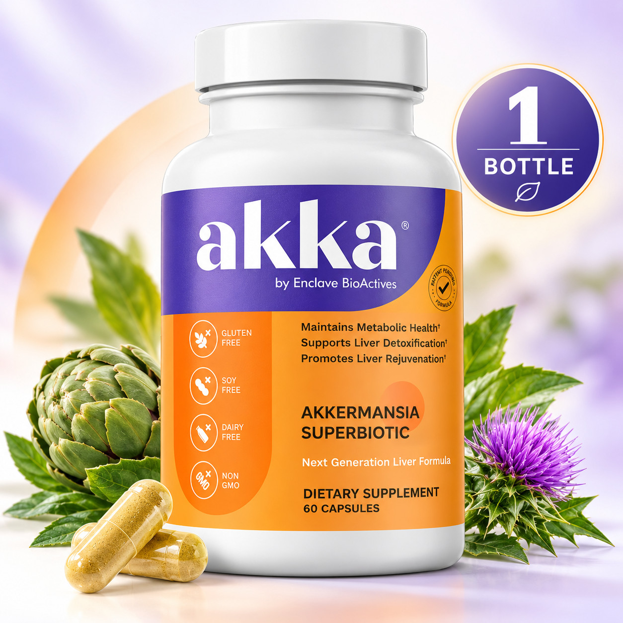 1-3 PACK AKKA Akkermansia Probiotic, Liver Health Digestion & Metabolism 60 Caps 1-3 PACK AKKA Akkermansia Probiotic, Liver Health Digestion & Metabolism 60 Caps