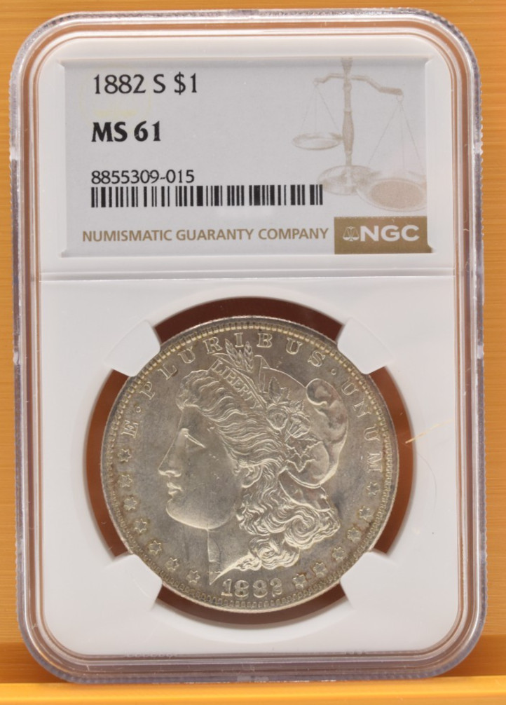 1882 S Morgan Silver Dollar NGC MS61 $1 Coin San Francisco Uncirculated 1882 S Morgan Silver Dollar NGC MS61 $1 Coin San Francisco Uncirculated