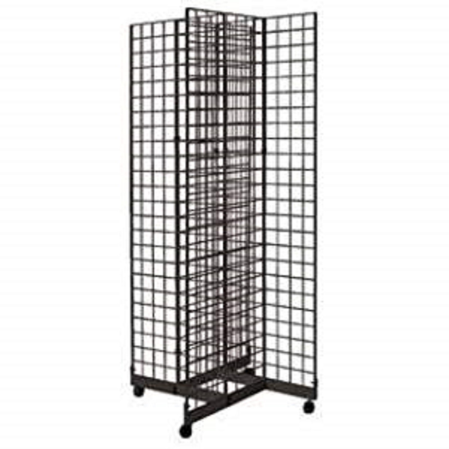 2\' x 6\' 4-Way Gridwall Display Fixture with Rolling Base- Black 2\' x 6\' 4-Way Gridwall Display Fixture with Rolling Base- Black