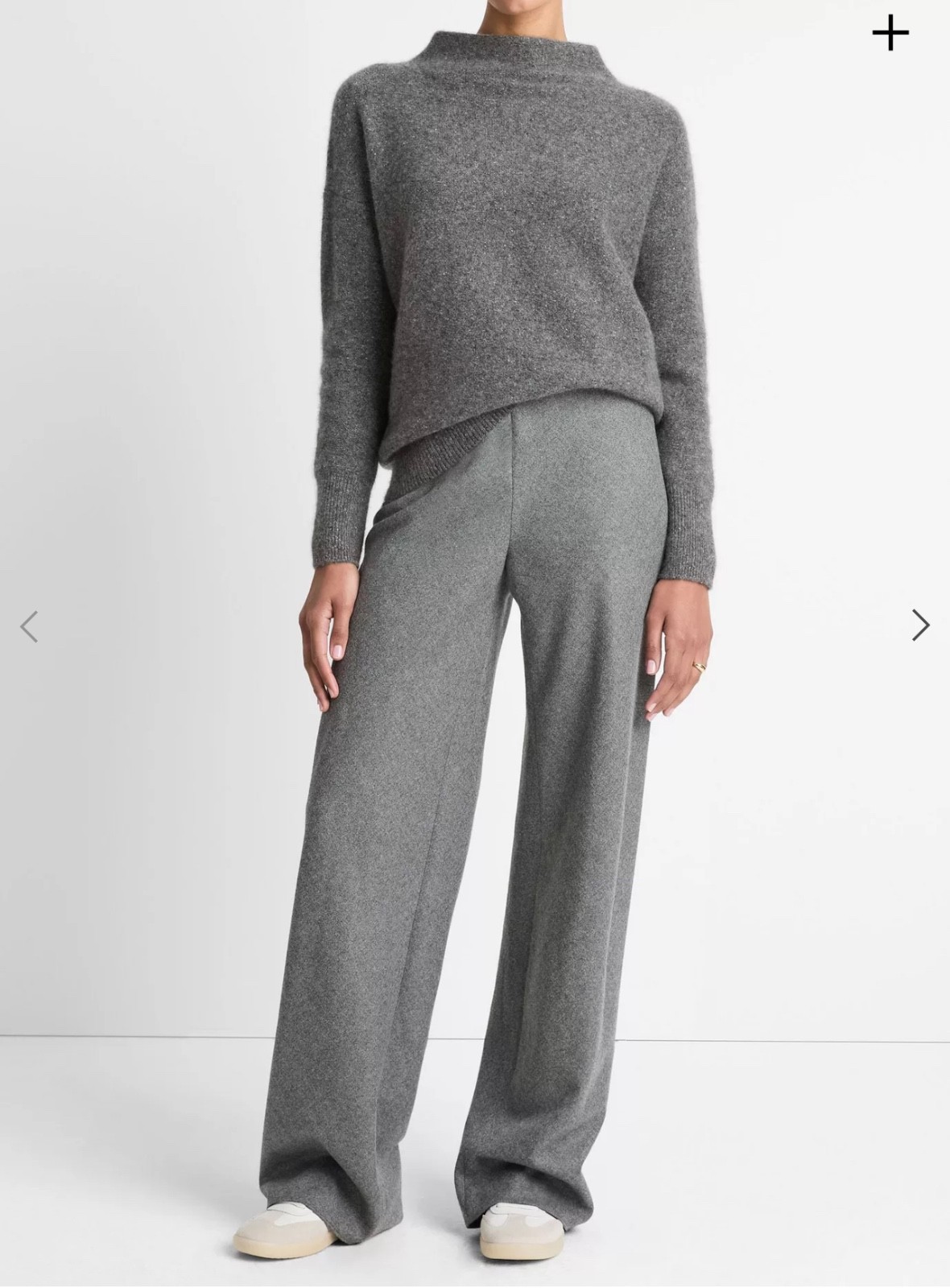 vince italian wool blend high waist bias pant grey size xs