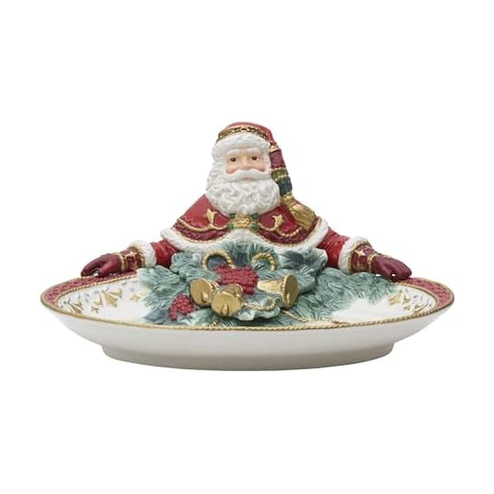 Fitz and Floyd Noel Holiday Santa Figural Serving Bowl Platter, 12 Inch