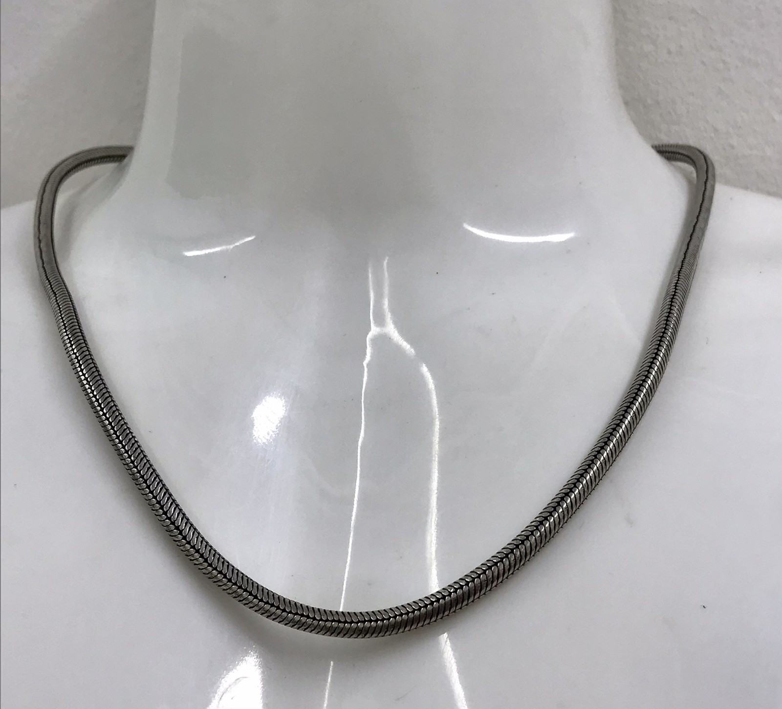 Heavy 53g Vintage Snake Shape Men\'s Necklace Stainless Metal Cuban Chain 20”