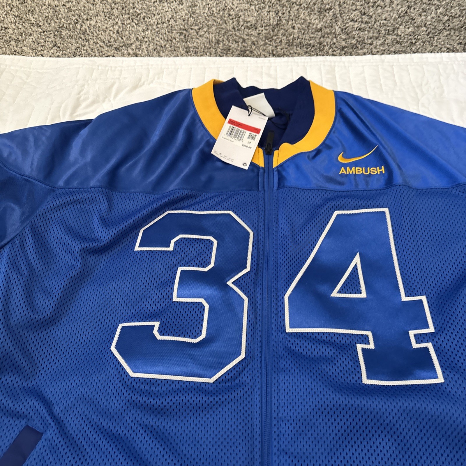 Nike x AMBUSH Large Football Jacket Deep Royal Blue And Gold NWT $280